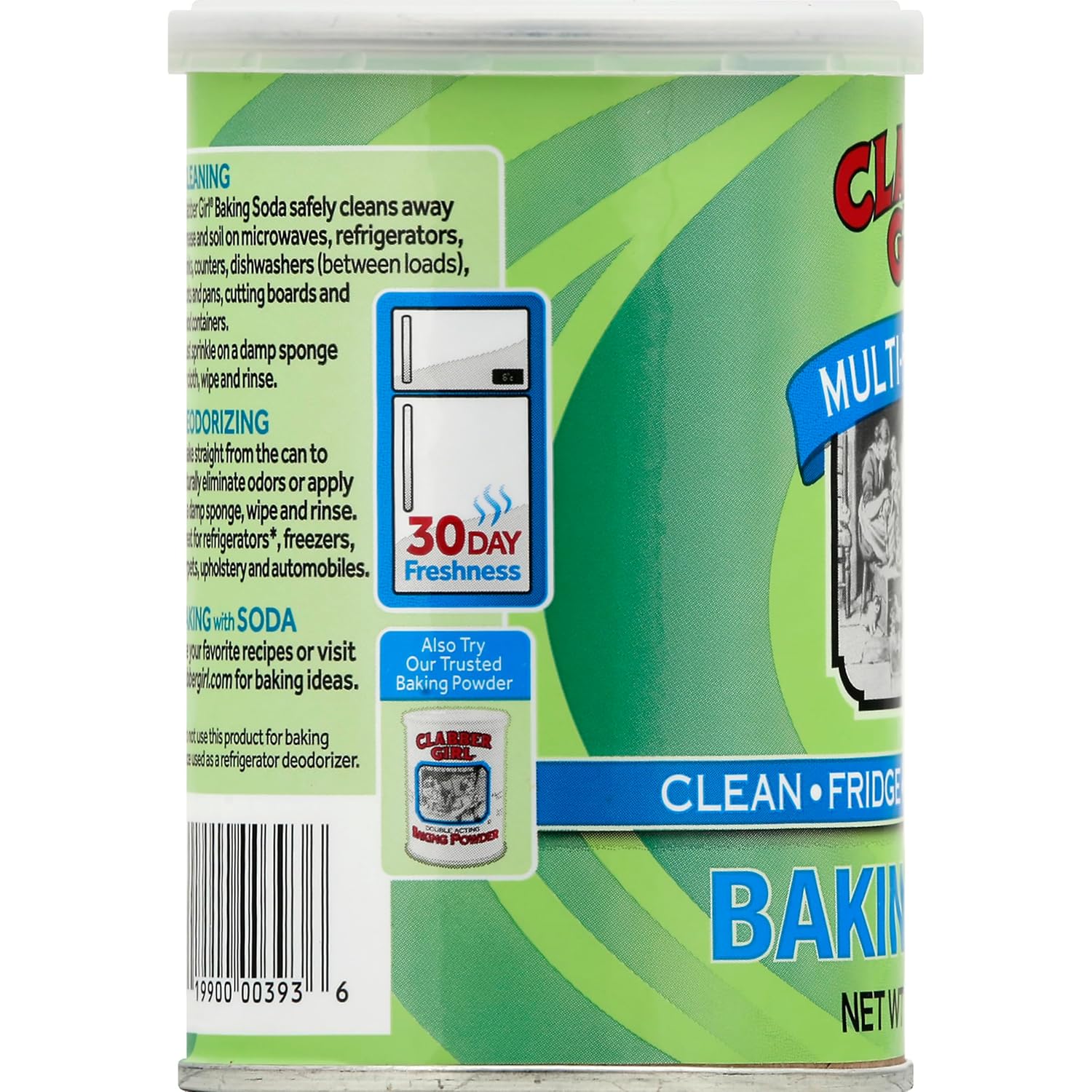 clabber girl baking soda, 12 oz, pure sodium bicarbonate, versatile, easy to use