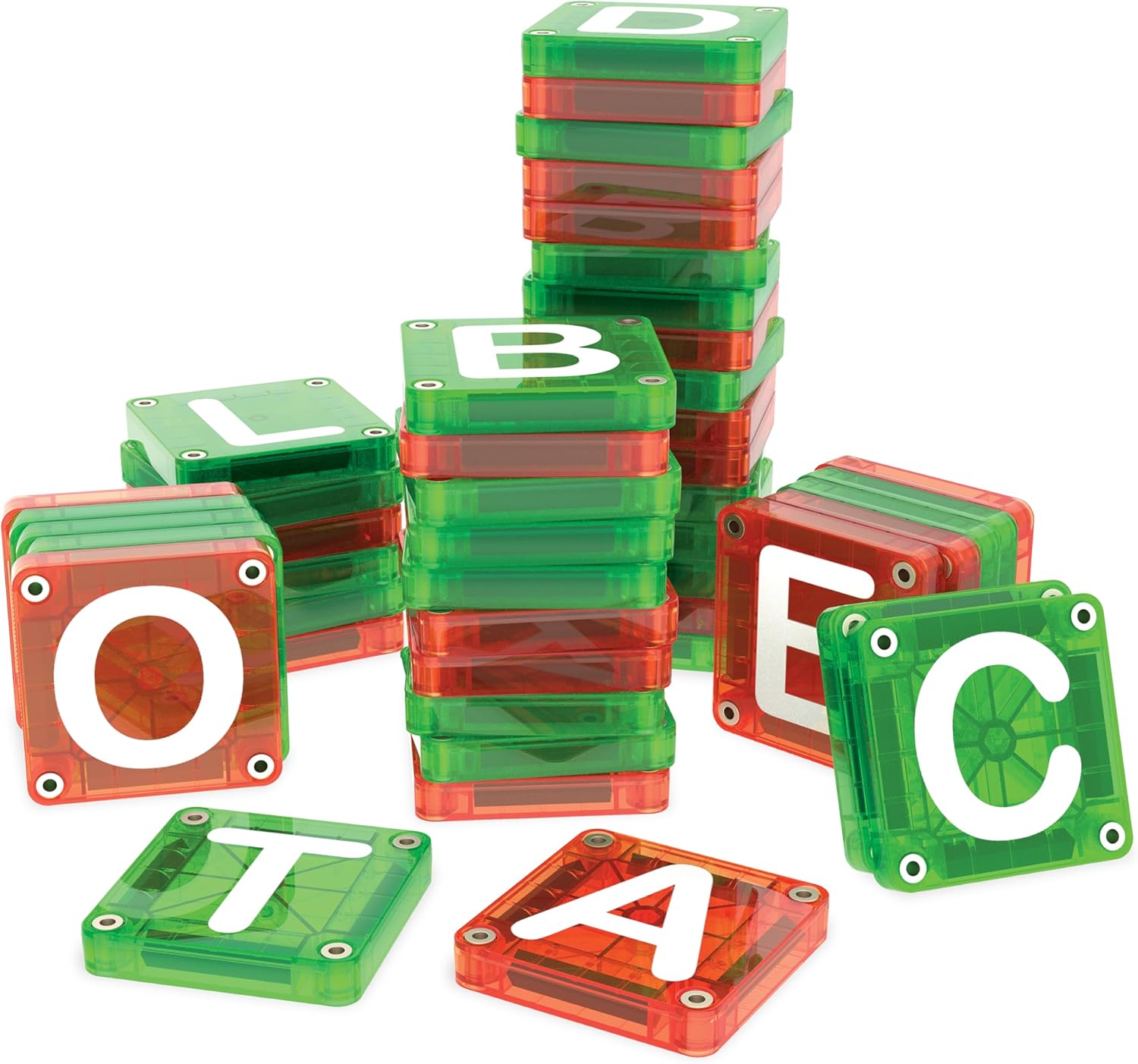 MAGNA-TILES microMAGS Learn Letters 56-Piece Magnetic Construction Set, The Original Magnetic Building Brand