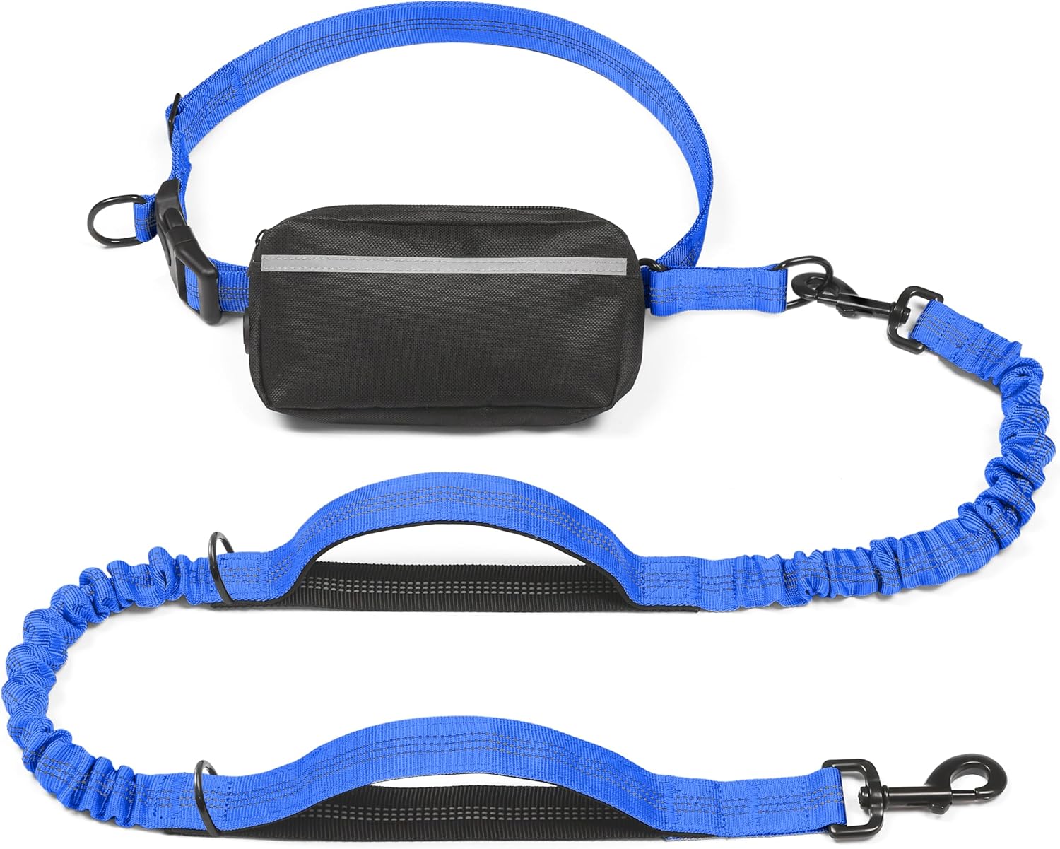 iYoShop hands-free dog leash with zipper pouch and dual padded handles for medium and large dogs (large, 25-120 lbs, black)