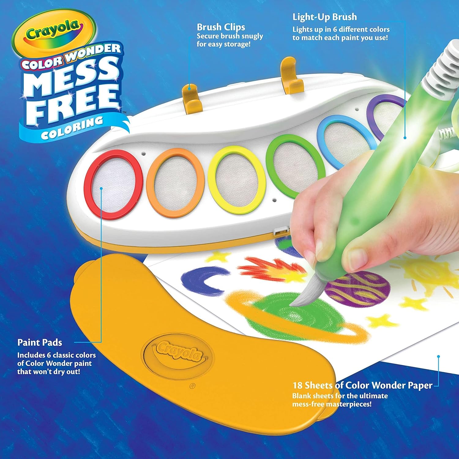 Crayola Color Wonder Magic Light Brush, Mess Free Painting Station for Kids, Gift for Kids, Learning Toddler Activity Toy, Ages 3+