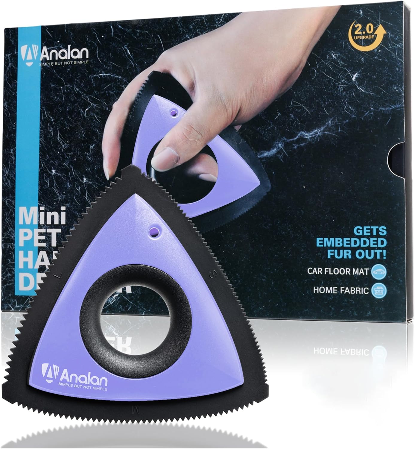 Analanan Mini Pet Hair Remover for Car Detailing Supplies, Carpet Dog Hair Remover, Jet Black
