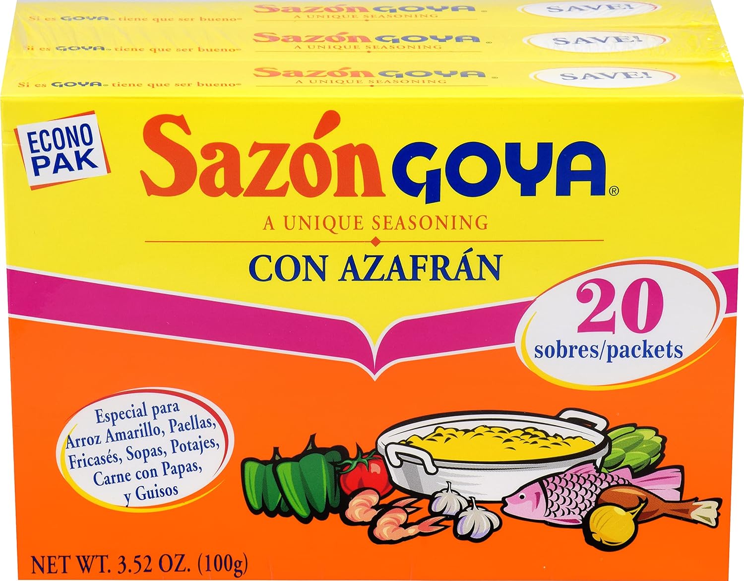goya sazon seasoning with azafran 3.52 ounce pack of 3 for authentic latino cuisine