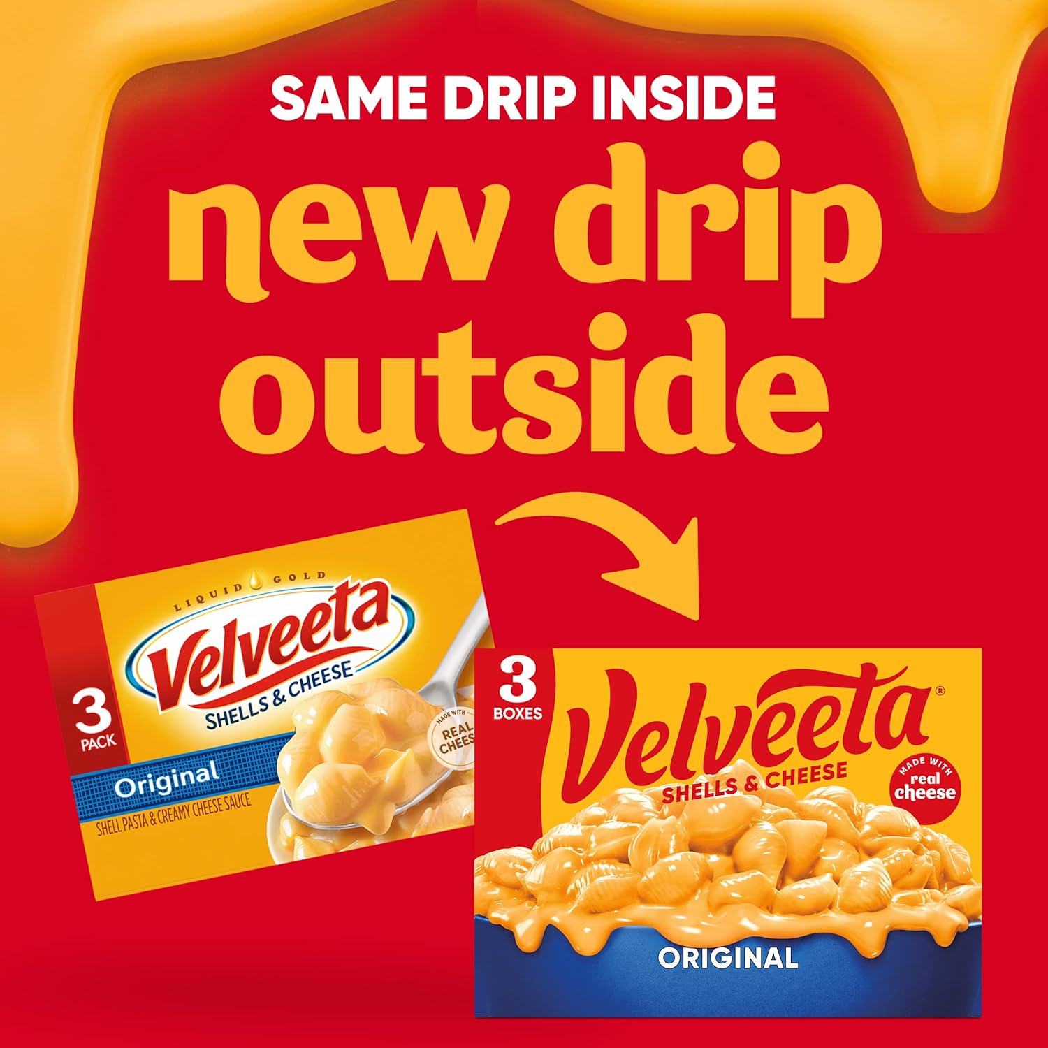 Velveeta Original Shells and Cheese Mac, 3 Boxes, Easy Dinner or Sides, Made with Real Cheese, 12 oz