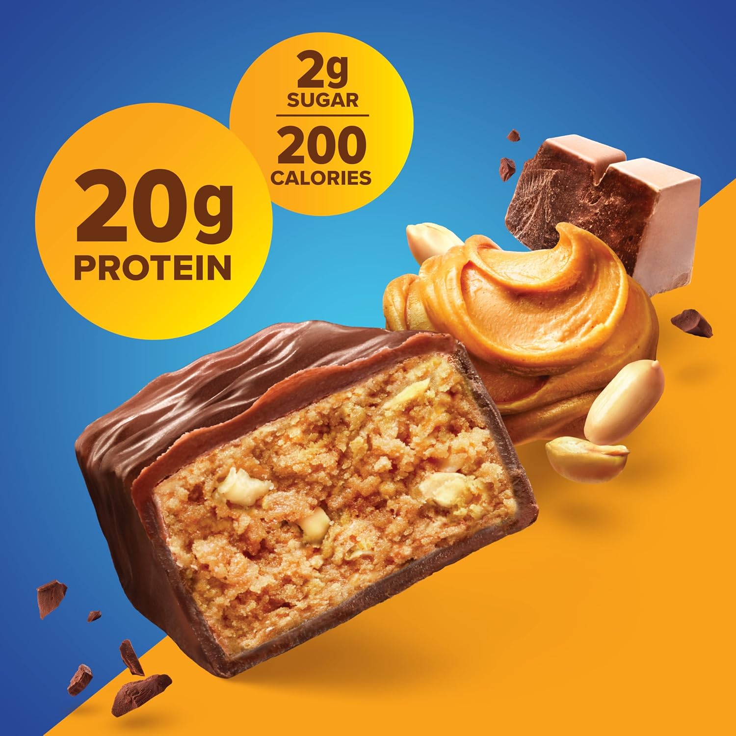 Pure Protein Chocolate Peanut Butter Protein Bars - 12 count - 20g Protein, 3g Sugar, 190 Calories - Gluten Free