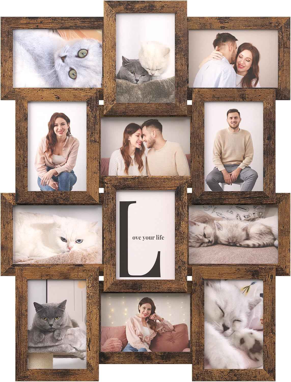 SONGMICS Collage Picture Frames, 4x6 for Wall Decor Set of 12, Multi Family Photo for Gallery Decor, Hanging Display, Assembly Required, Christmas Gift, Ink Black URPF26BK