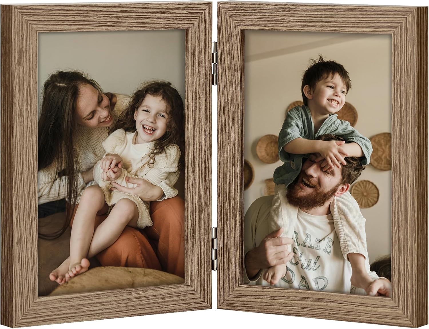 decorUhome double 4x6 picture frame vertical engineered wood bifold photo frame with plexiglass tabletop display black