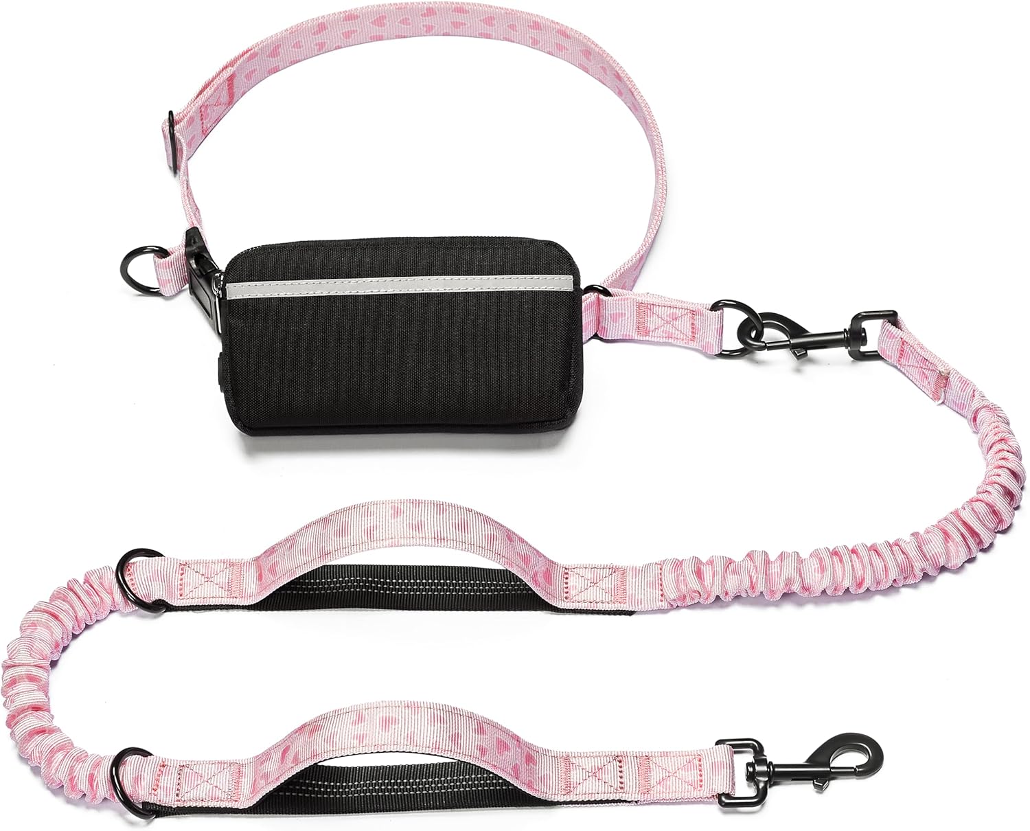 iYoShop hands-free dog leash with zipper pouch and dual padded handles for medium and large dogs (large, 25-120 lbs, black)