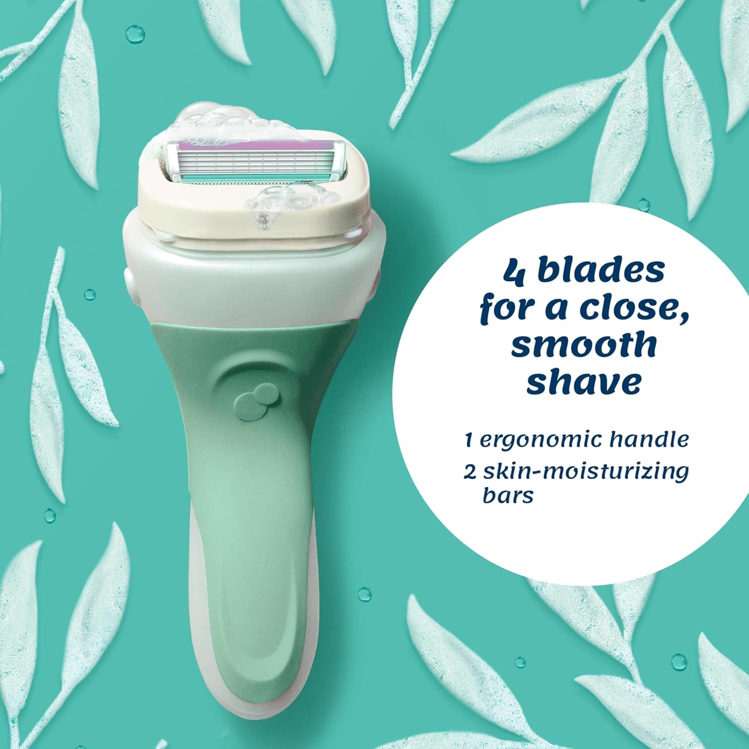 Schick Intuition Sensitive Care Razor for Women with Sensitive Skin, 1 Razor & 4 Refill Blades with Organic Aloe