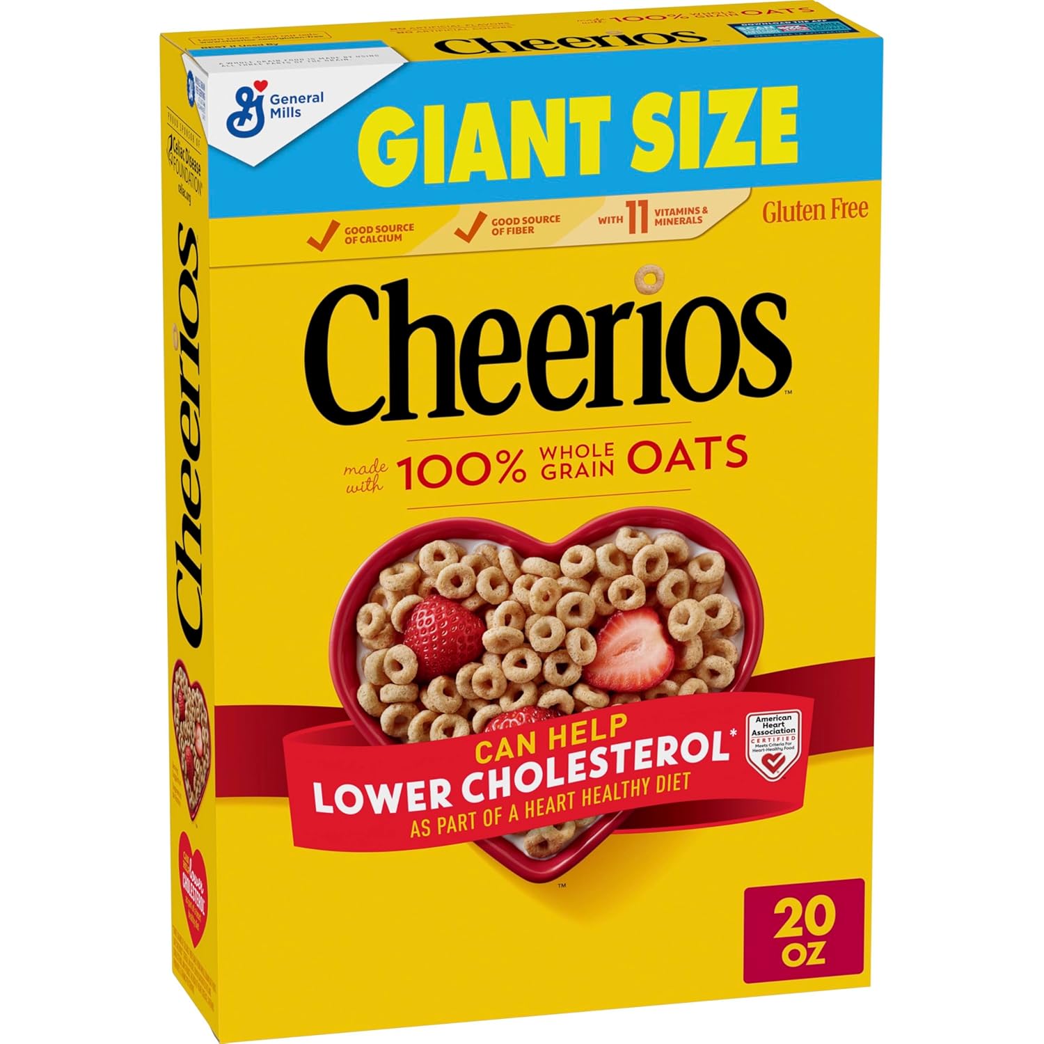 Cheerios Limited Edition Heart Shapes, Affirmations Box, Gluten Free, Giant Size, 20 oz Cereal