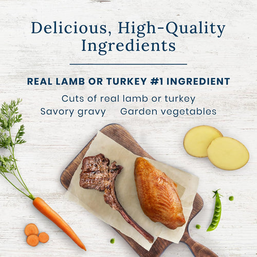 Blue Buffalo Delectables Natural Wet Dog Food Topper Variety Pack, Lamb & Turkey Dinner, 3oz, 12-Pack, 6-Flavor Assortment