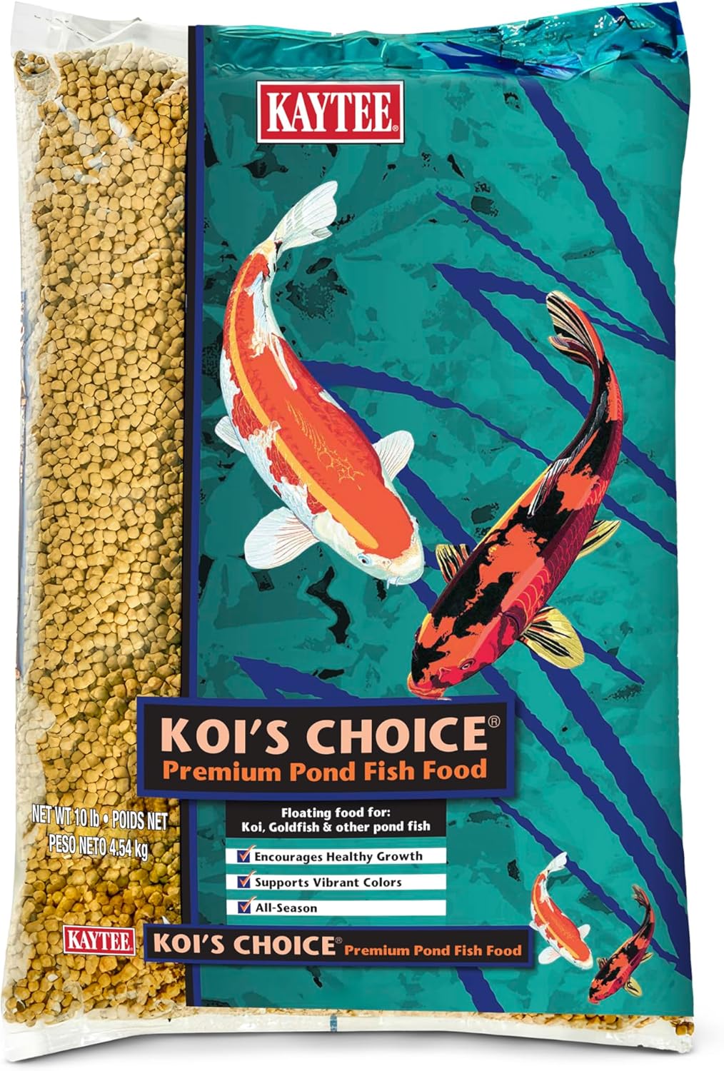 kaytee koi's choice koi floating fish food for koi goldfish and pond fish 10 pounds