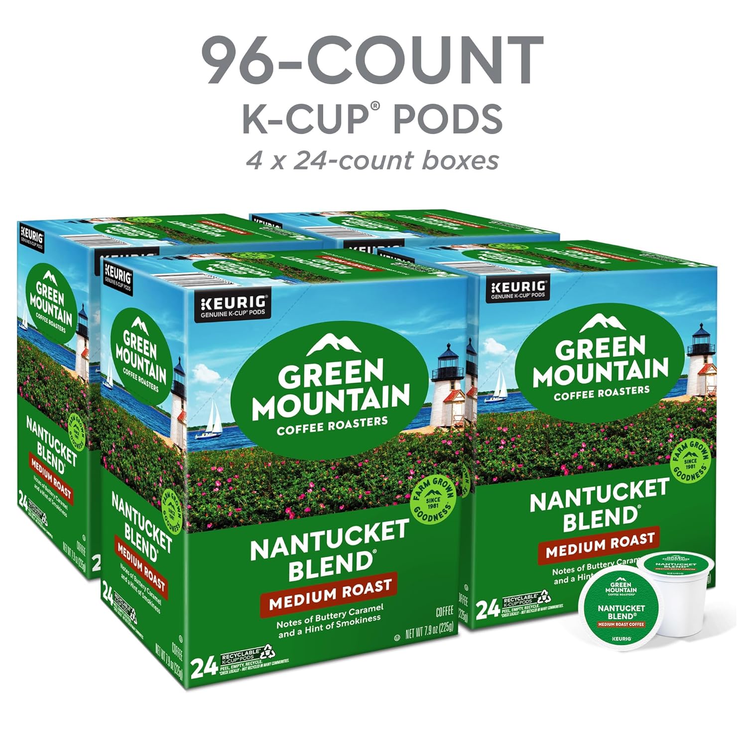 Green Mountain Coffee Nantucket Blend Medium Roast Keurig Single-Serve K-Cup Pods 96 Count