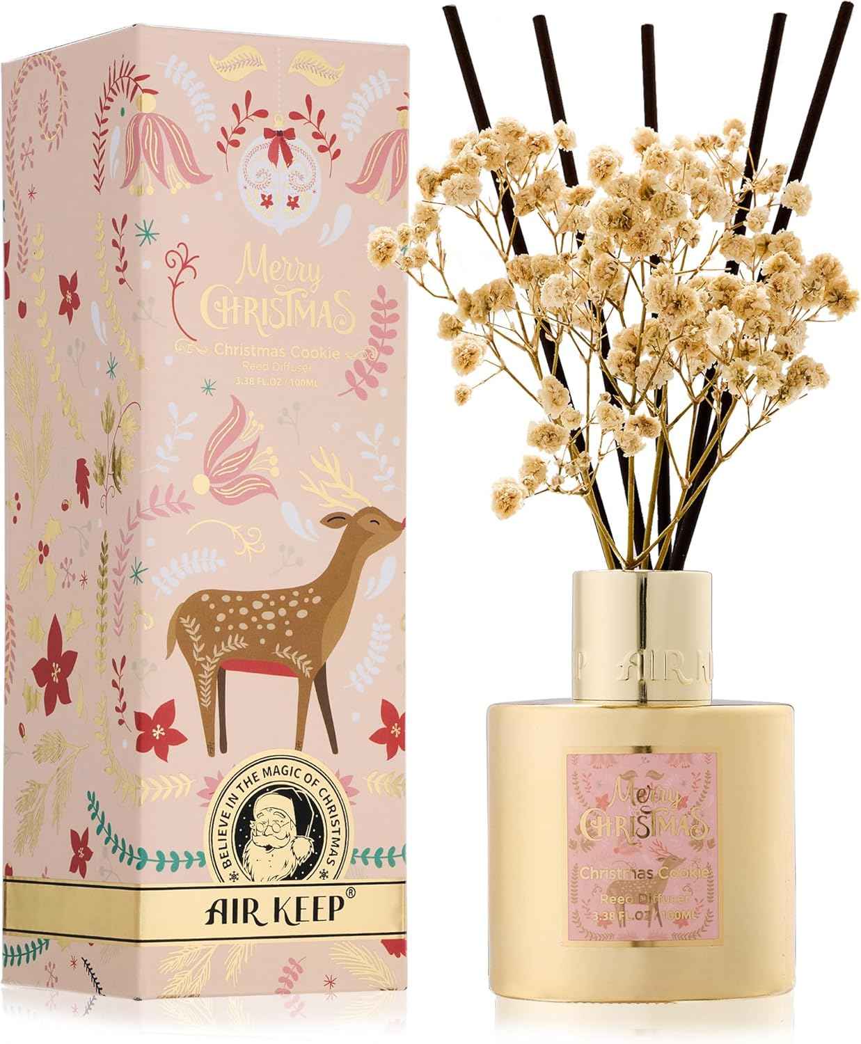 Airkeep Reed Diffuser Set,3.38 fl oz (100 ml) - Clean Linen Oil Diffusers with 8 Reed Sticks,Home Fragrance Reed Diffuser for Bathroom Shelf Decor