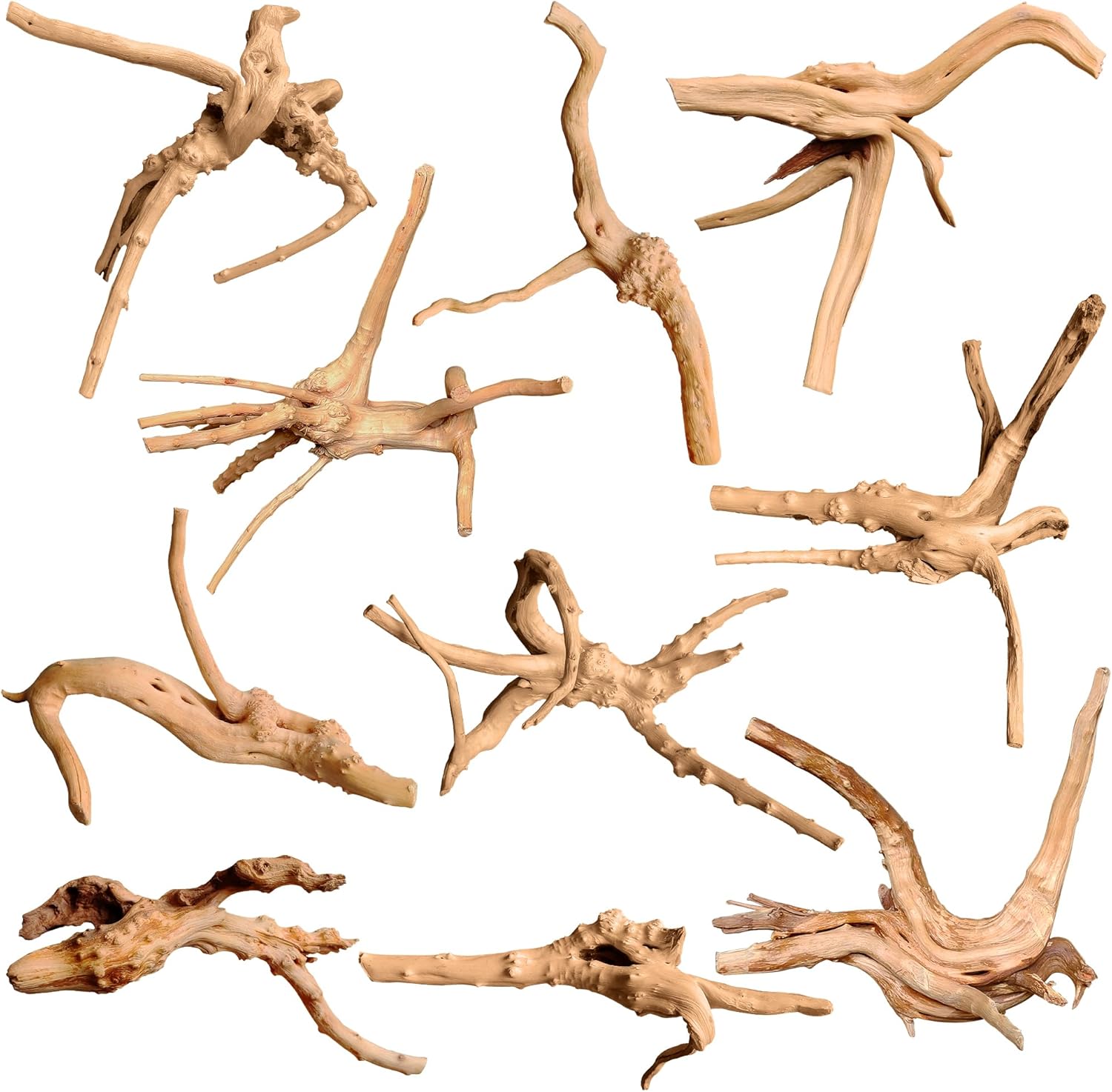 majoywoo Natural Coral Driftwood for Aquarium Decor, Assorted Driftwood Branch 6-10" 3 Pcs, Reptile Decorations