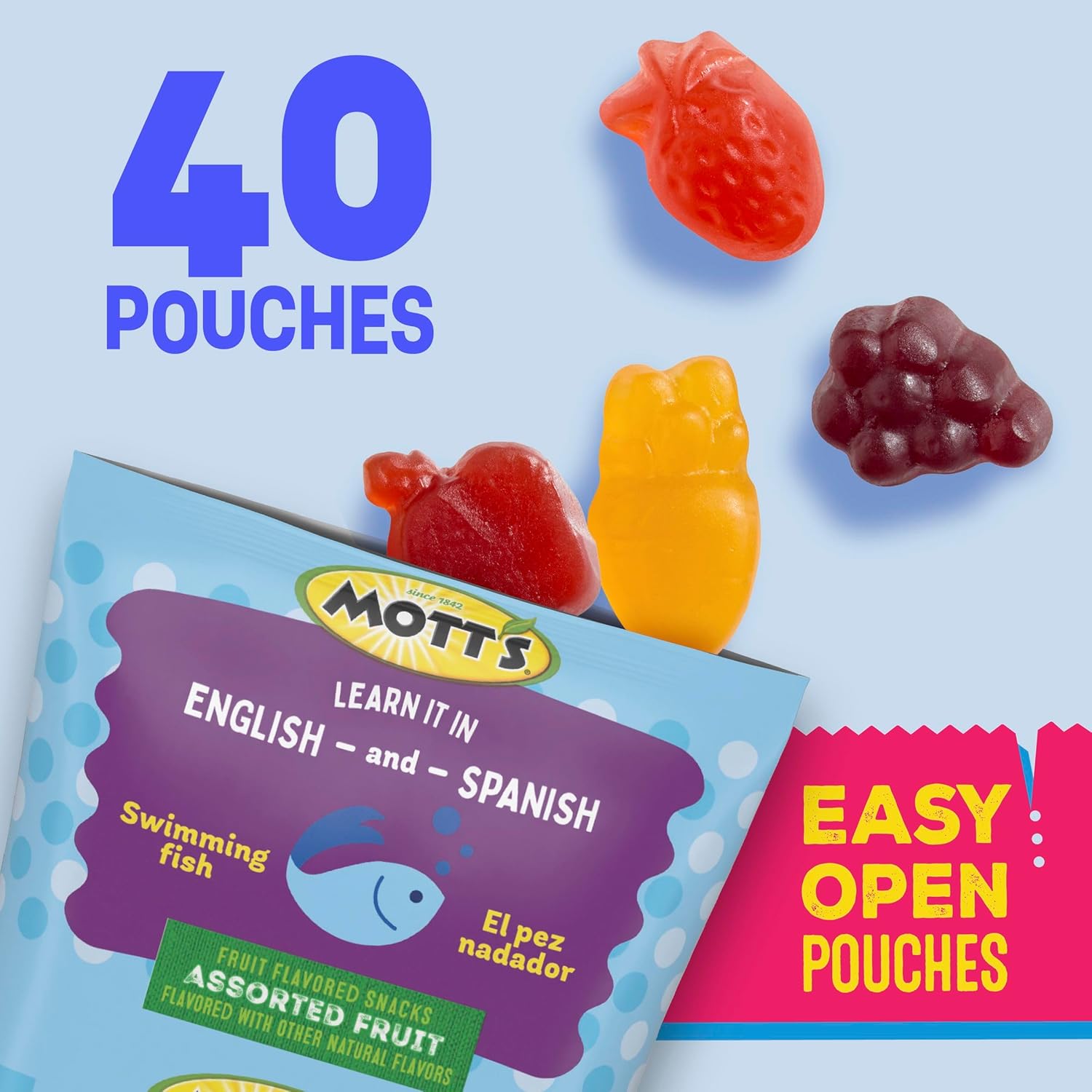 Mott's assorted fruit flavored snacks, gluten-free, family pack, 40-count, 32 oz