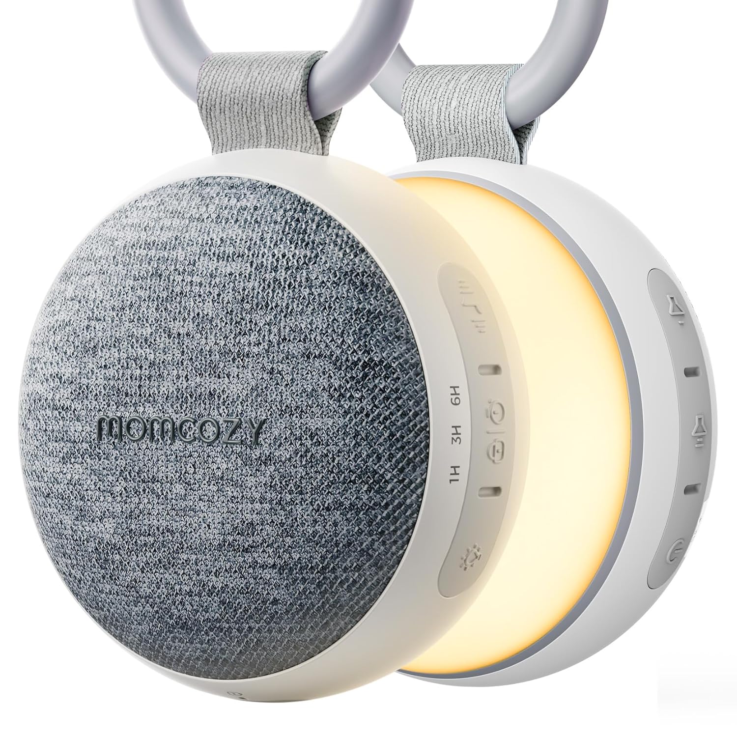 momcozy portable sound machine with night light, white noise sound machine for baby 20 soothing sounds