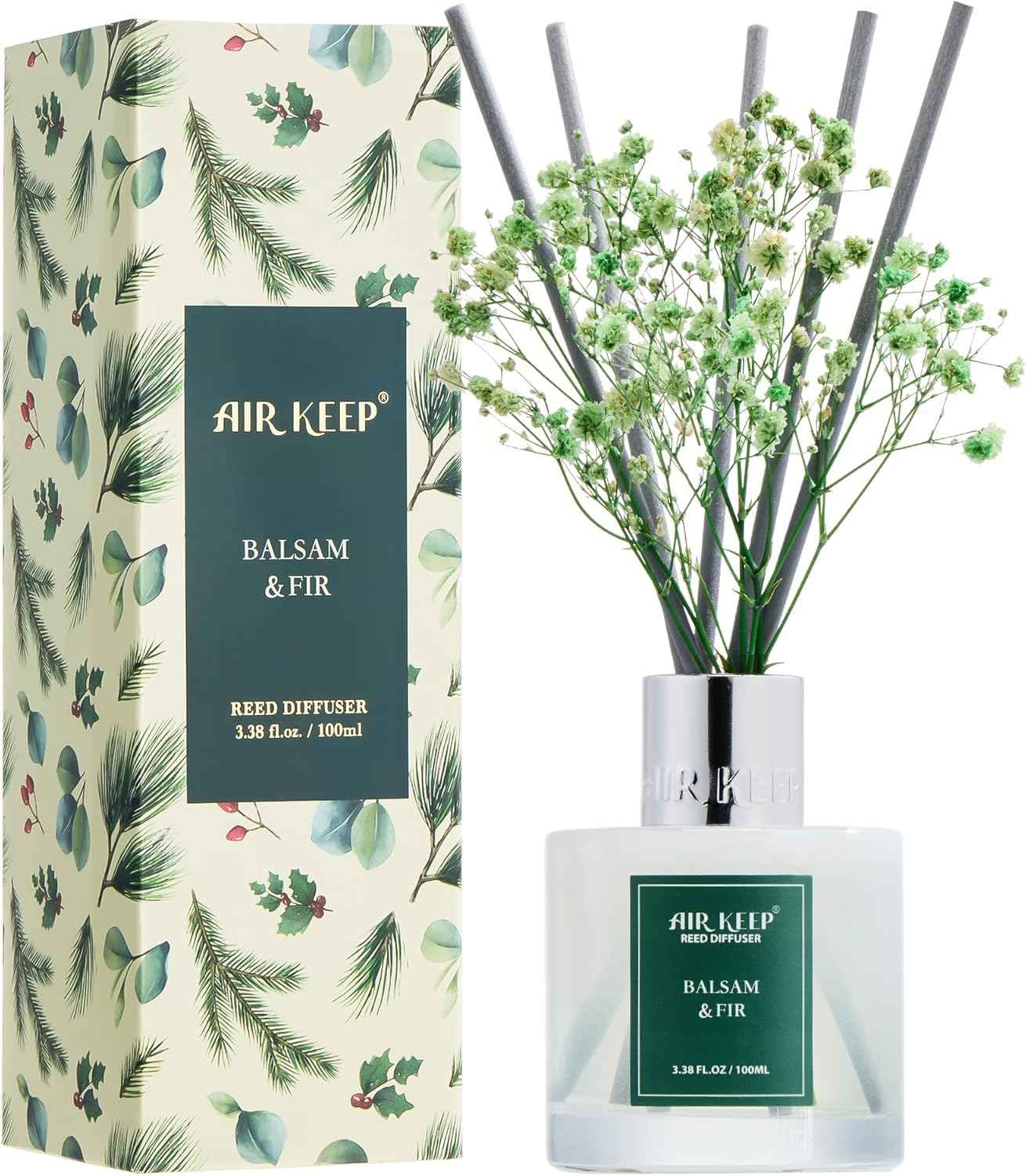 Airkeep Reed Diffuser Set,3.38 fl oz (100 ml) - Clean Linen Oil Diffusers with 8 Reed Sticks,Home Fragrance Reed Diffuser for Bathroom Shelf Decor