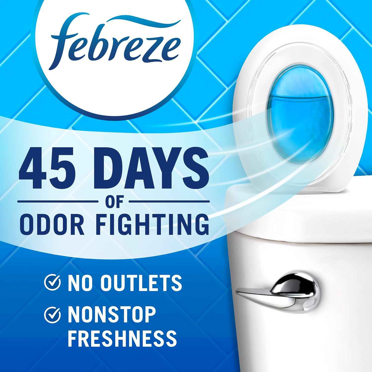 Febreze Bathroom Air Freshener, Odor-Fighting, Plug In Alternative, Air Fresheners for Home, Bathroom, & Kitchen, Closet Air Fresheners, Pet & Litter Box Odor Fighter, Refresh & Energize Scent, 4ct