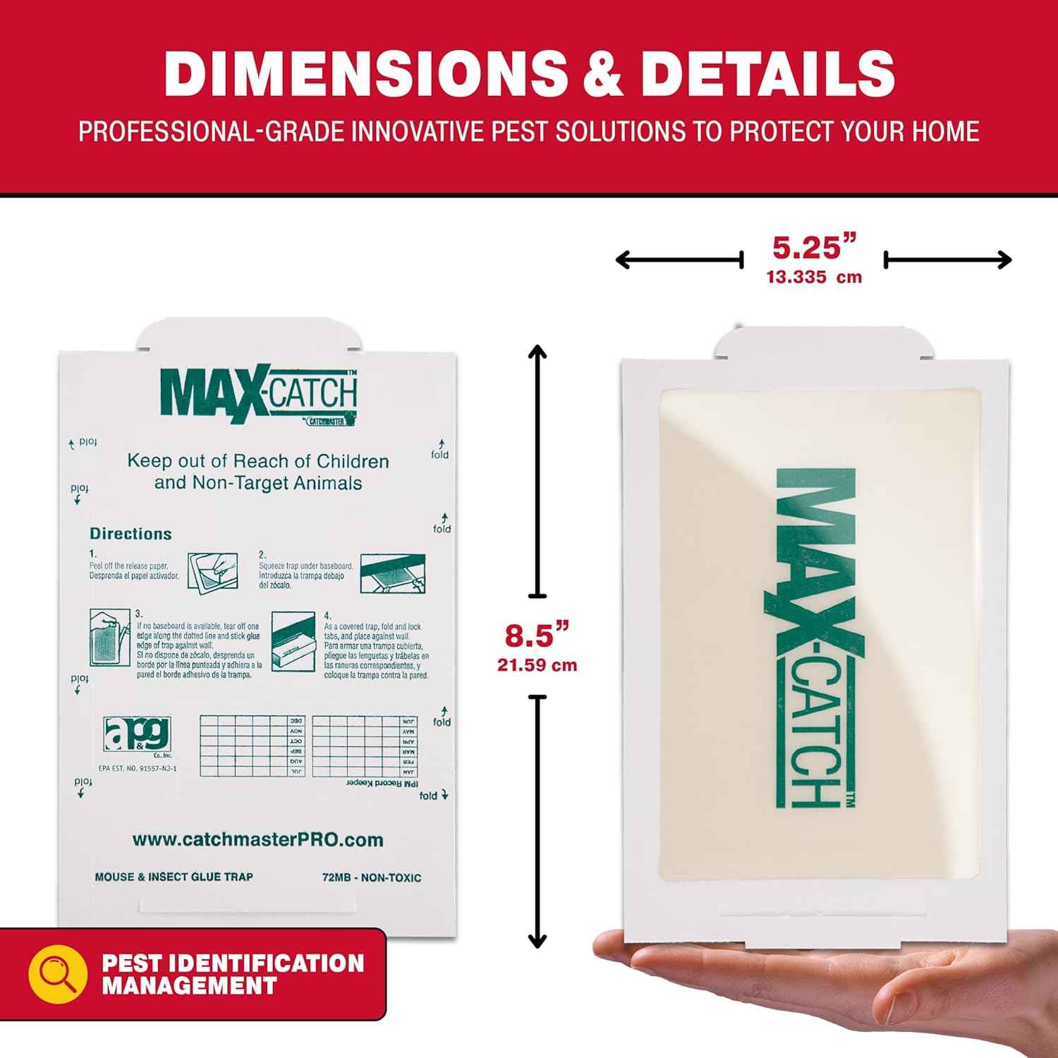 Catchmaster Max-Catch Mouse & Insect Glue Trap 72pk, Mouse Traps Indoor for Home, Sticky Pest Control Adhesive Tray for Catching Bugs, Non Toxic Bulk Pre-Baited Glue Boards