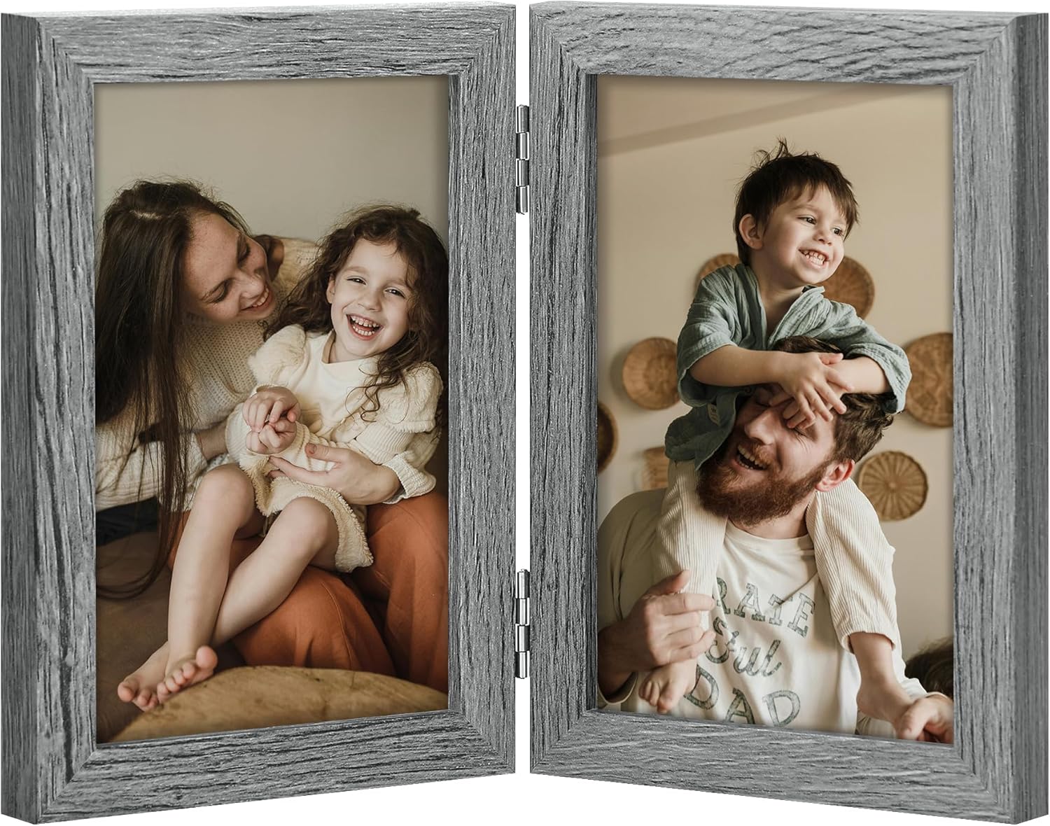 decorUhome double 4x6 picture frame vertical engineered wood bifold photo frame with plexiglass tabletop display black