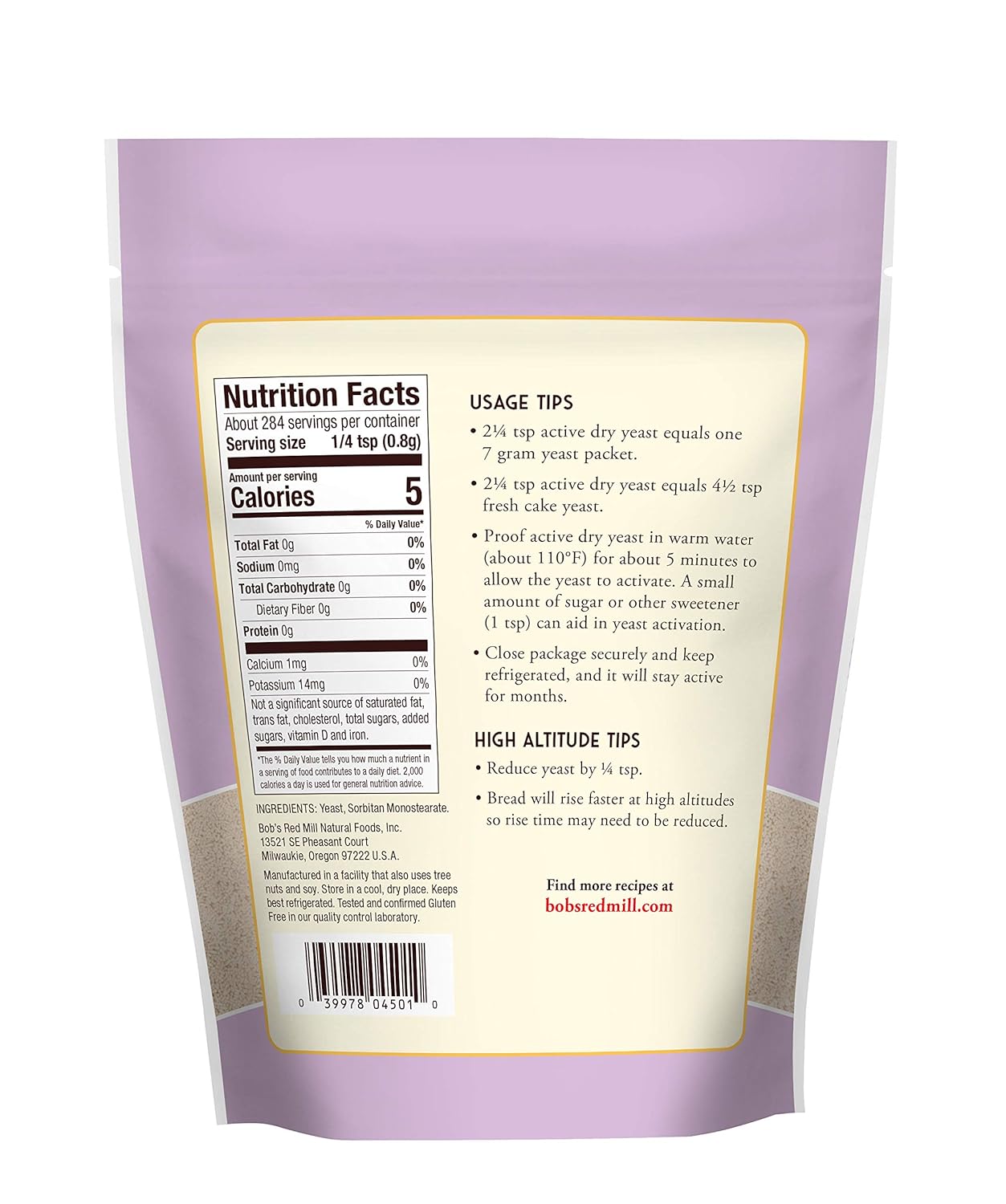 Bob's Red Mill gluten-free active dry yeast, 8 oz, resealable, paleo-friendly, kosher pareve