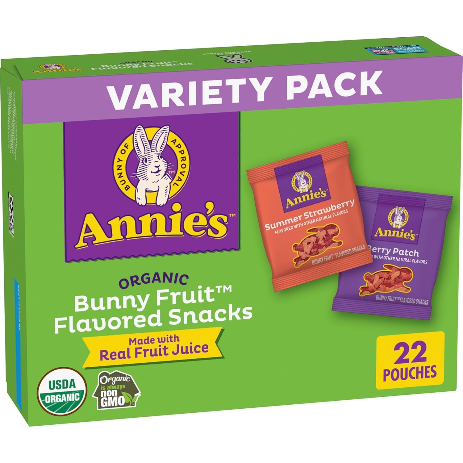 Annie's Organic Bunny Fruit Snacks Variety Pack 15.4 oz 22 ct Gluten Free Snack