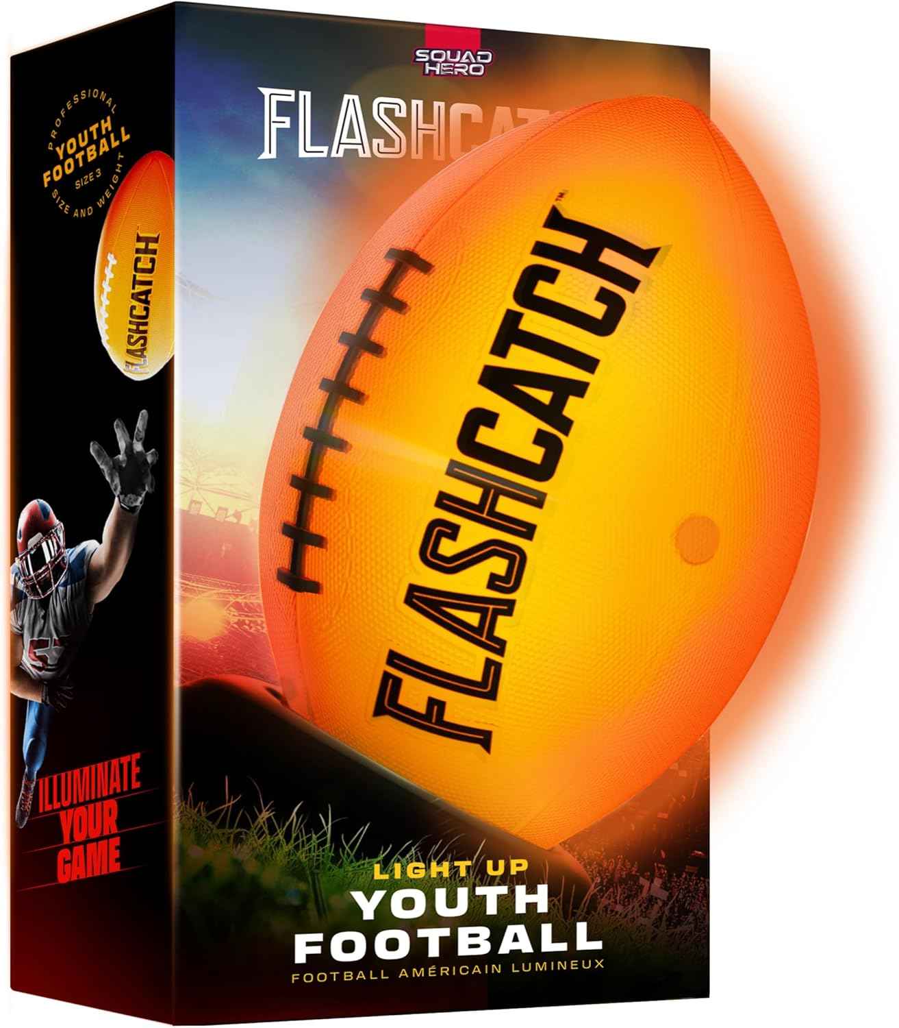Light Up Football - Glow in the Dark Ball - NO 6 - Boys Gifts - Outdoor Sports, Birthday Gifts for Boys 8-15+ Year Old - Kids Teenage Youth Gift Ideas - Boy Toys Stuff Ages 8 9 10 11 12 13 14 15