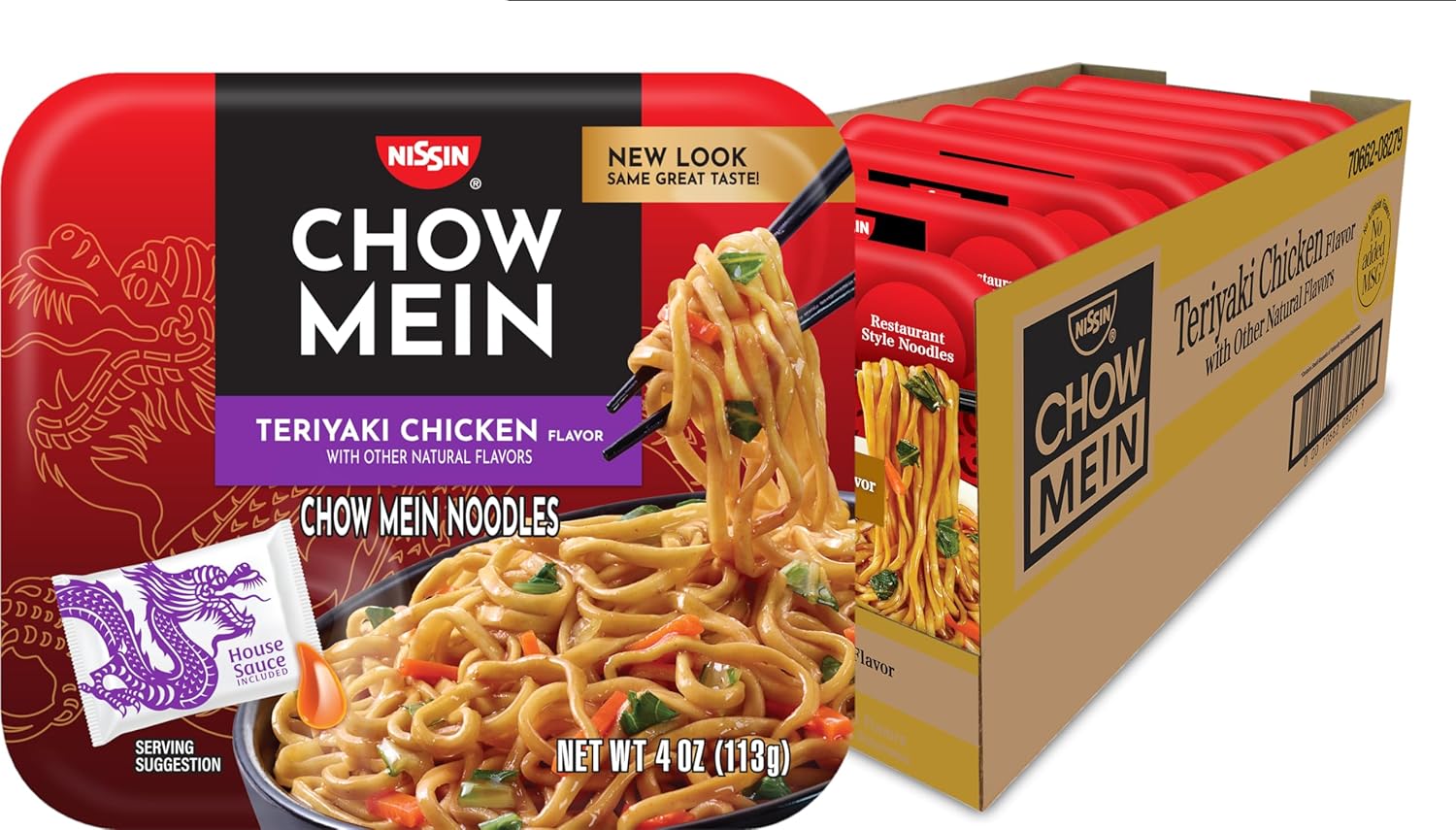 nissin chow mein noodles teriyaki chicken pack of 8 4 ounce servings
