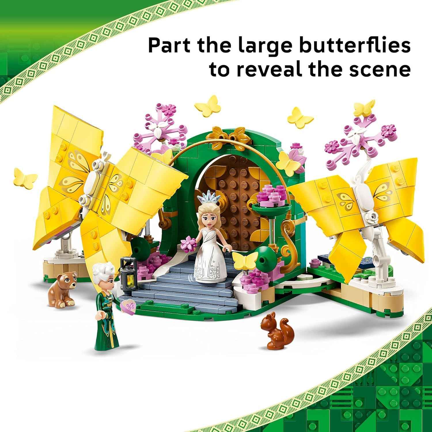 LEGO Wicked Glinda's Wedding Day Building Toy - Pretend Playset with 2 Minidolls, 2 Animal Toy Figures, & 2 Poseable Butterflies - Building Blocks for Kids, Ages 8+ - Gift for Girls & Boys - 75688