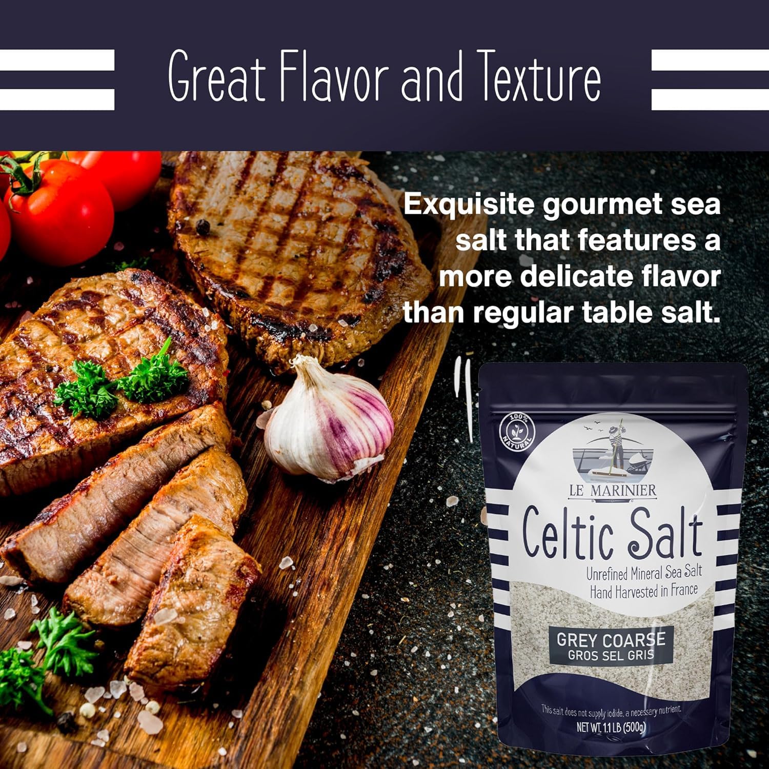le marinier celtic salt organic grey coarse 1.1lb french sea salt 100% natural unrefined mineral rich