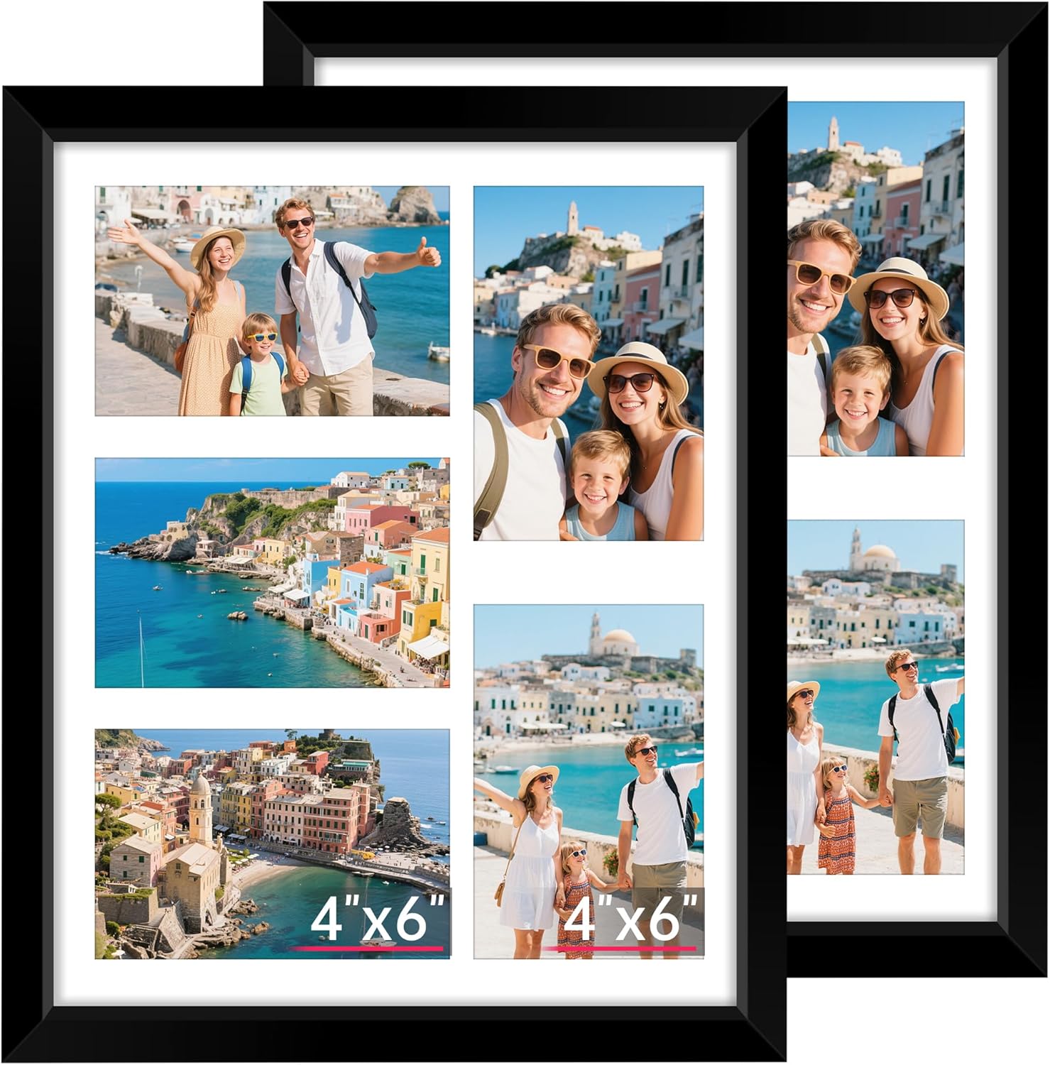 FIXSMITH 8x10 Picture Frame Set of 2, Photo Frame with HD Plexiglass, Display Pictures 5x7 with Mat or 8x10 Without Mat Multi Picture Frames Collage for Tabletop or Wall Display, Black