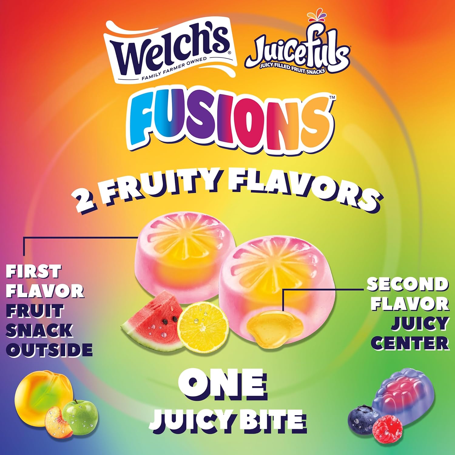 Welch's Fruit Snacks, Juicefuls Fusions, Assorted Fruit Flavor, Gluten Free, 50-Pack, 0.8oz Each