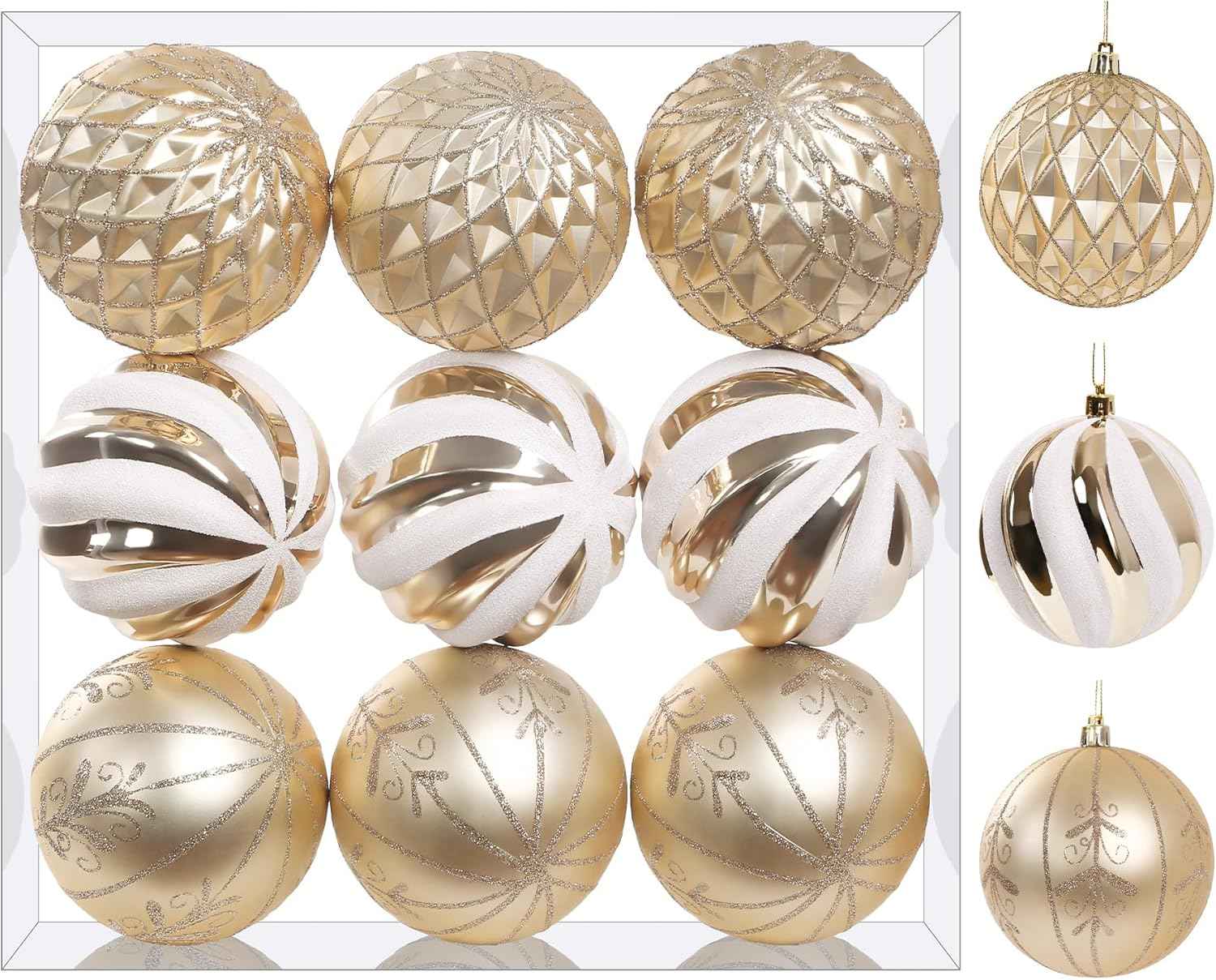 SHareconn 30ct 2.36 Inch Christmas Tree Balls Ornaments, Colored Shatterproof Plastic Decorative Baubles Decorations for Xmas Tree Decor Holiday Party Wedding Decoration (Red & Gold, 60mm)