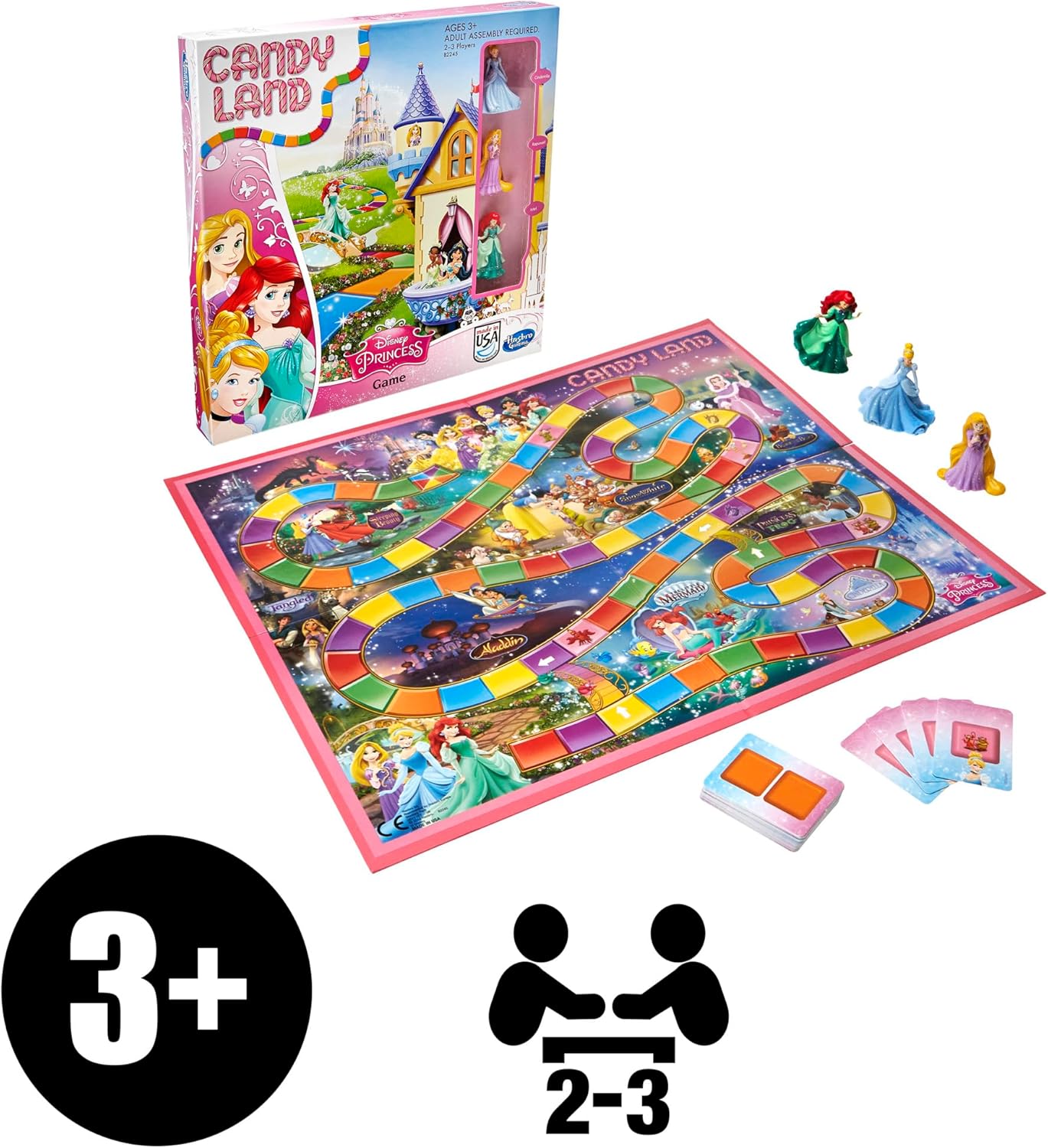 Hasbro Gaming Candy Land Disney Princess Edition Board Game, Preschool Games for 2 to 3 Players, Easter Gifts for Boys and Girls, Family Games for Kids Ages 3 and Up (Amazon Exclusive)