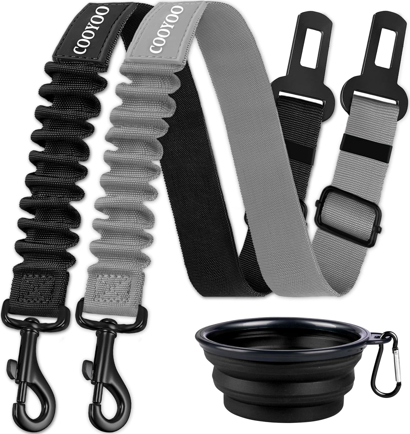 cooyoo dog seat belt 3 piece set adjustable nylon pet safety harness heavy duty elastic