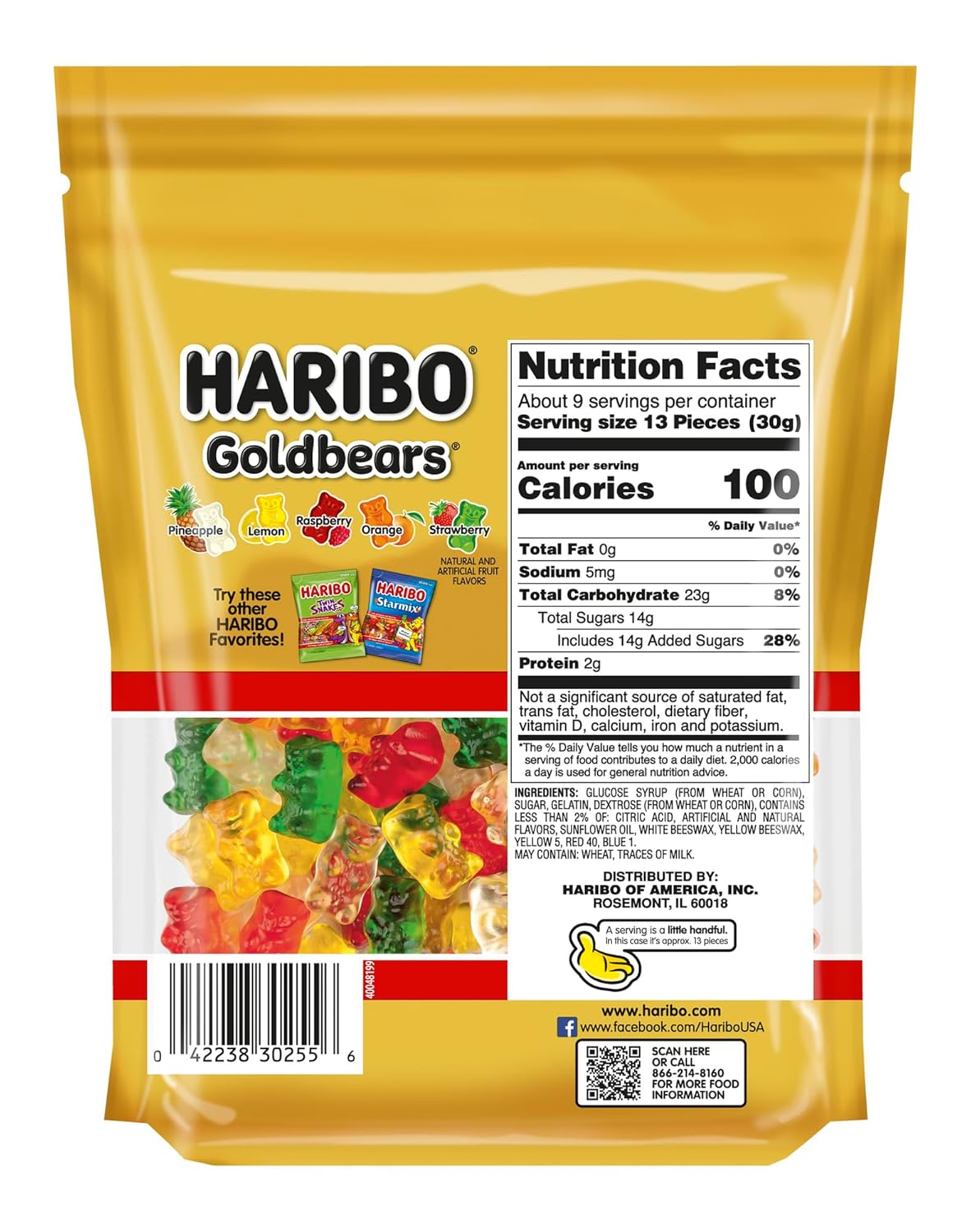 haribo goldbears gummi candy, assorted flavors, 10 oz resealable bag, perfect for sharing, snacking, gifting