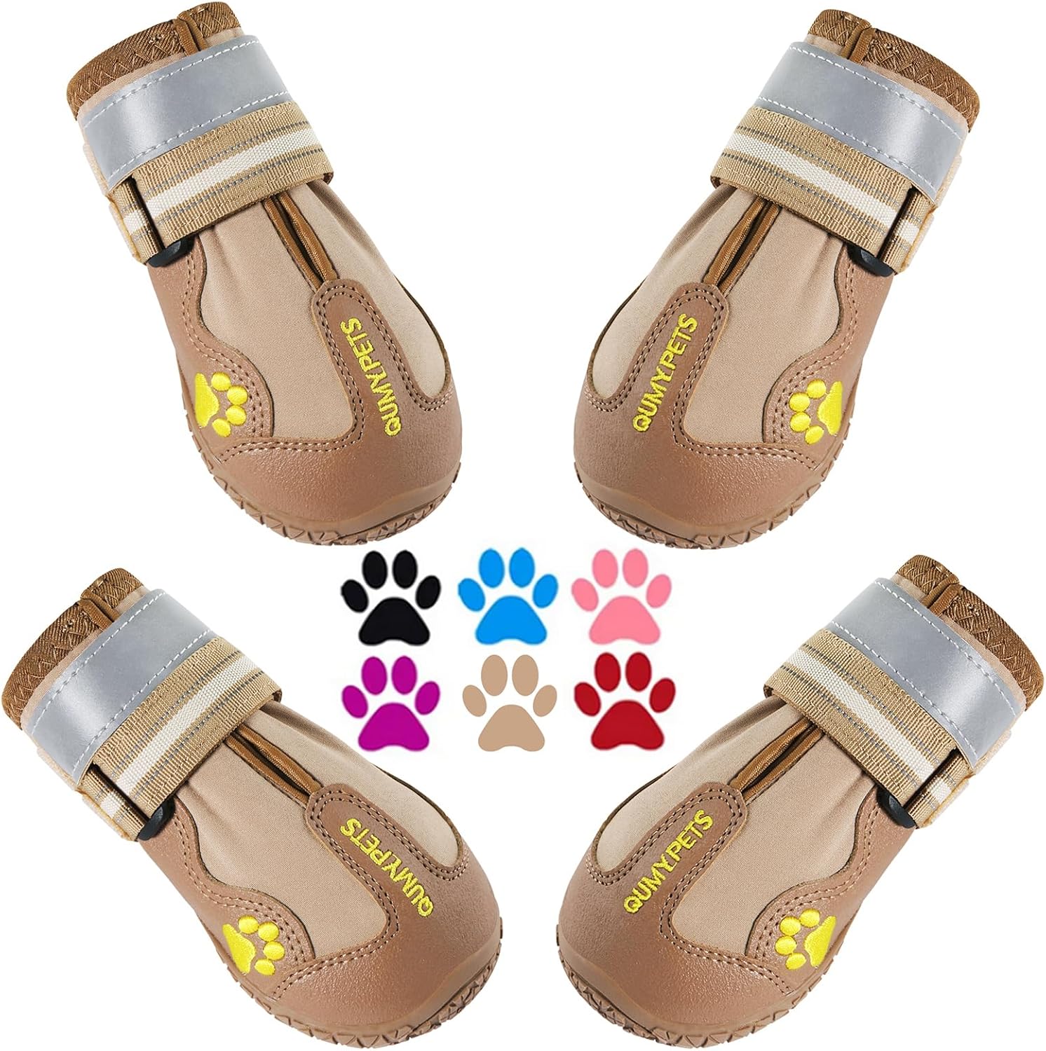 Qumy dog shoes, large dog boots, medium dog paw protectors for winter, snow, hot pavement, rainy weather, outdoor walking, indoor hardfloors