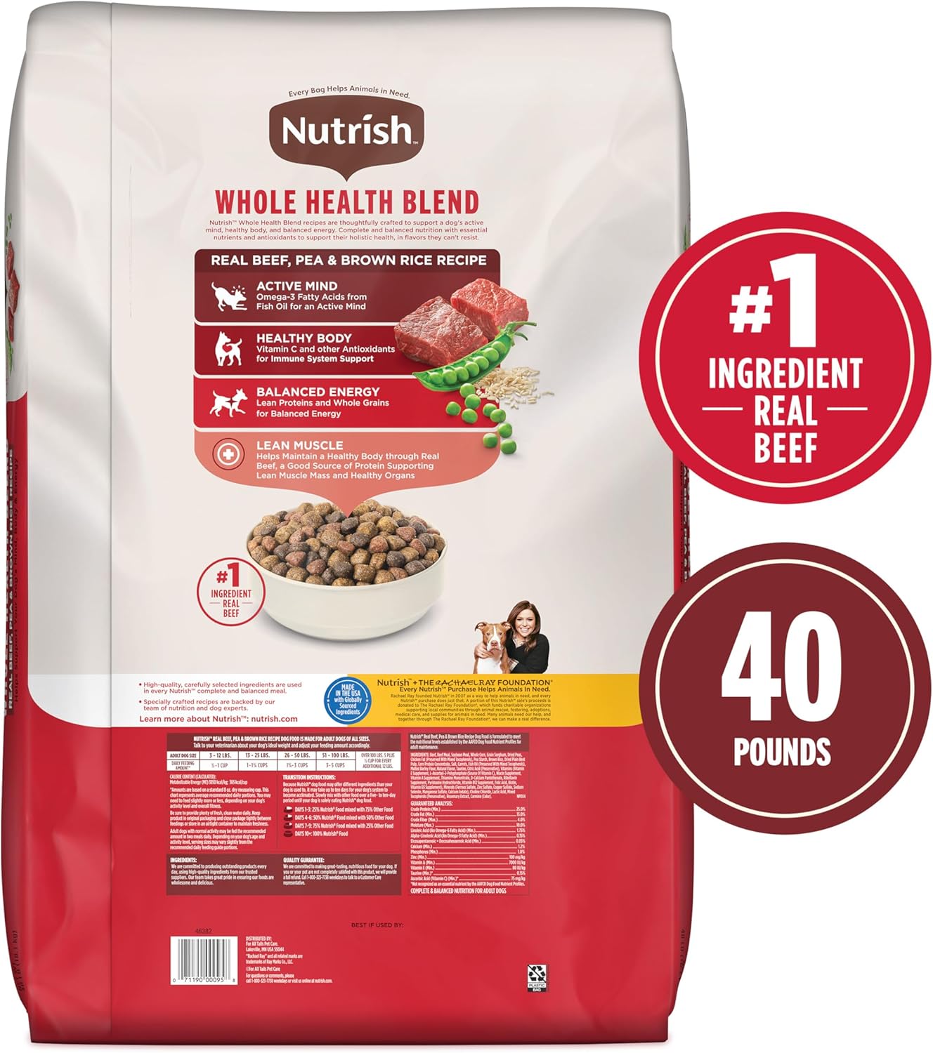 rachael ray nutrish real beef dry dog food adult dogs 40 lb whole health blend