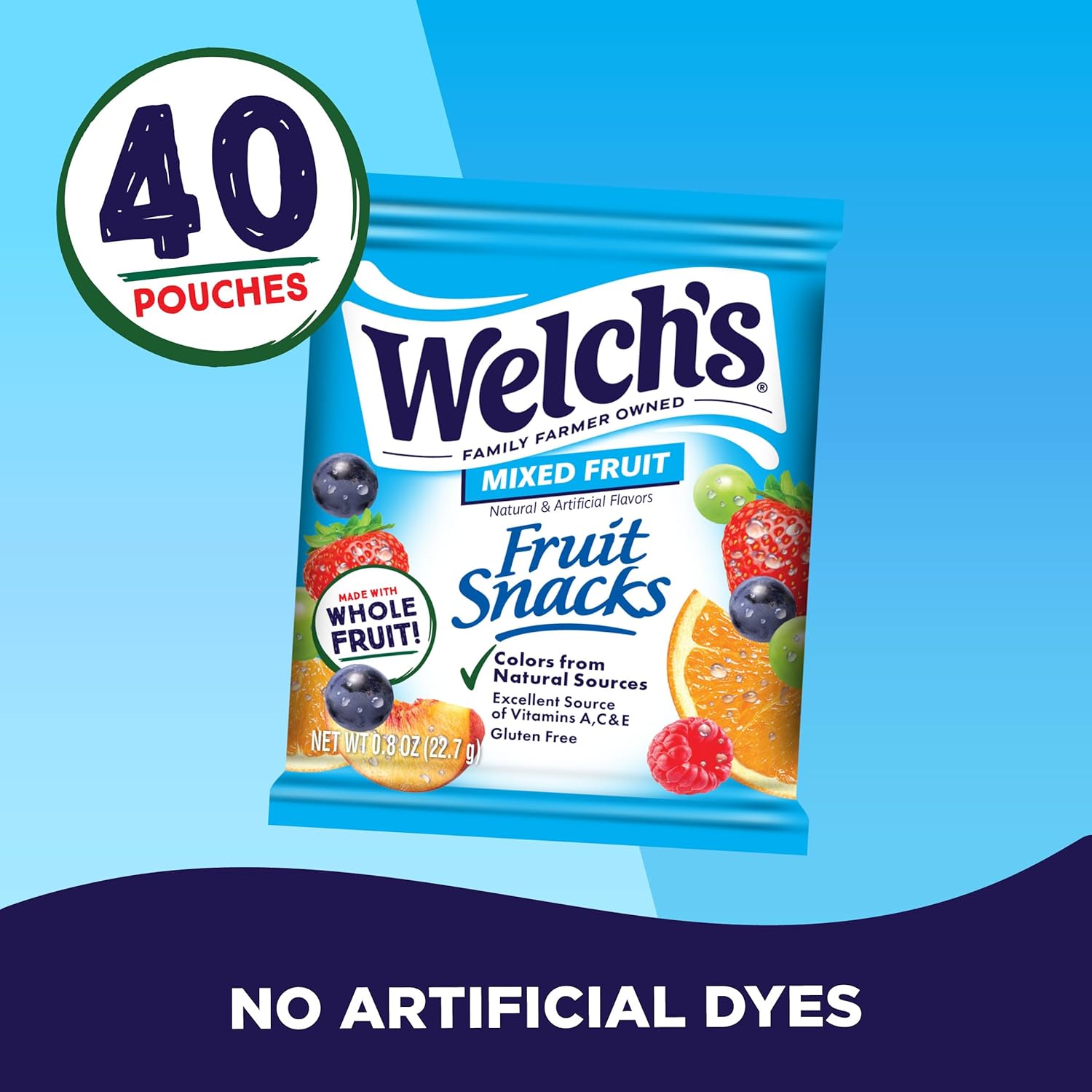 Welch's Gluten Free Mixed Fruit Snack Box, 40 x 0.8oz Snack Packs