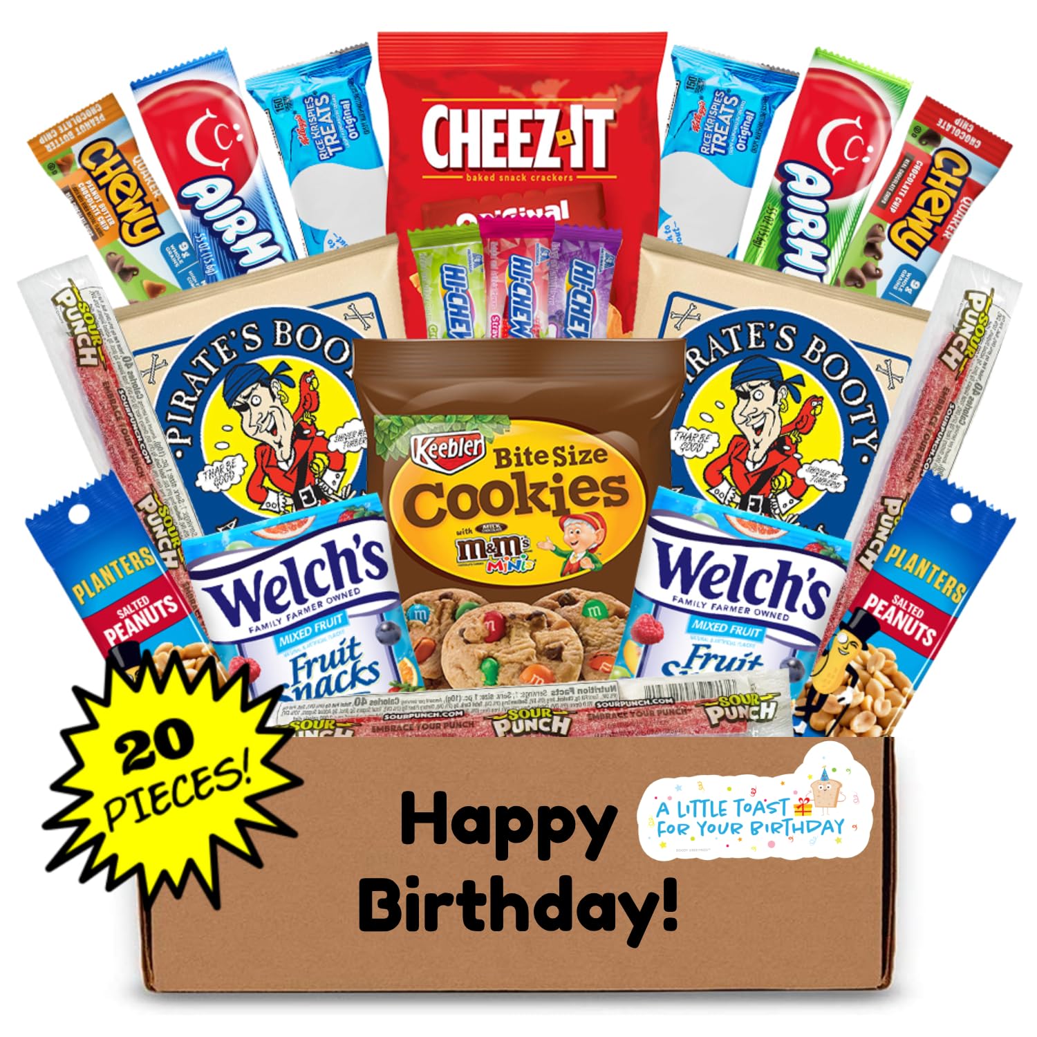 Hangry Kit birthday snack box - 20ct happy birthday care package with party variety box and funny 1