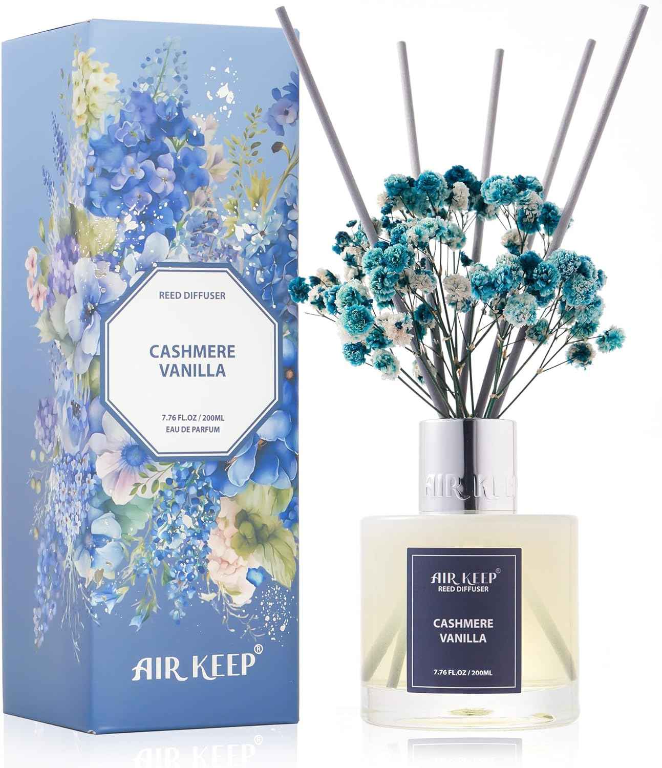 Airkeep Reed Diffuser Set,3.38 fl oz (100 ml) - Clean Linen Oil Diffusers with 8 Reed Sticks,Home Fragrance Reed Diffuser for Bathroom Shelf Decor