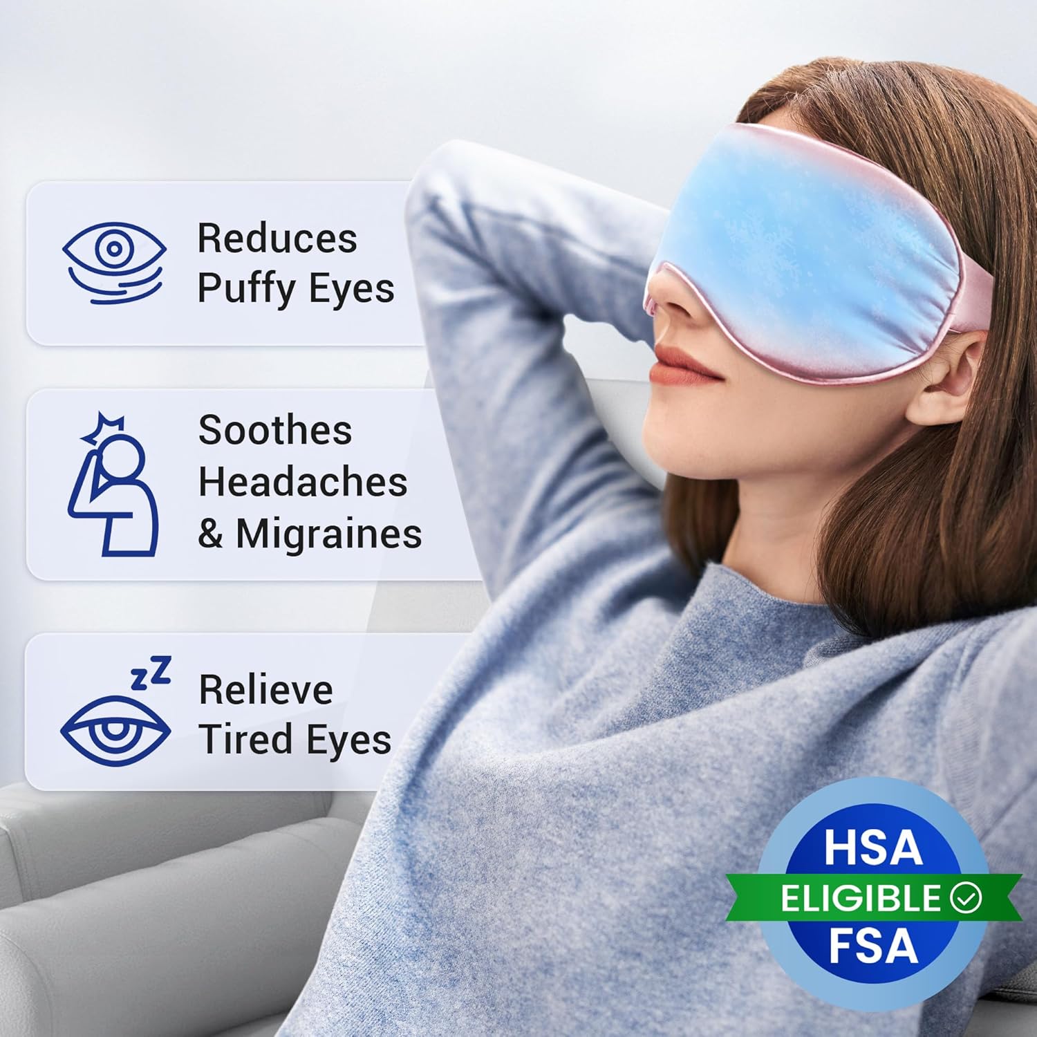 Cooling Eye Mask for Puffy Eyes - Relaxing Gift for Women with Migraine Relief