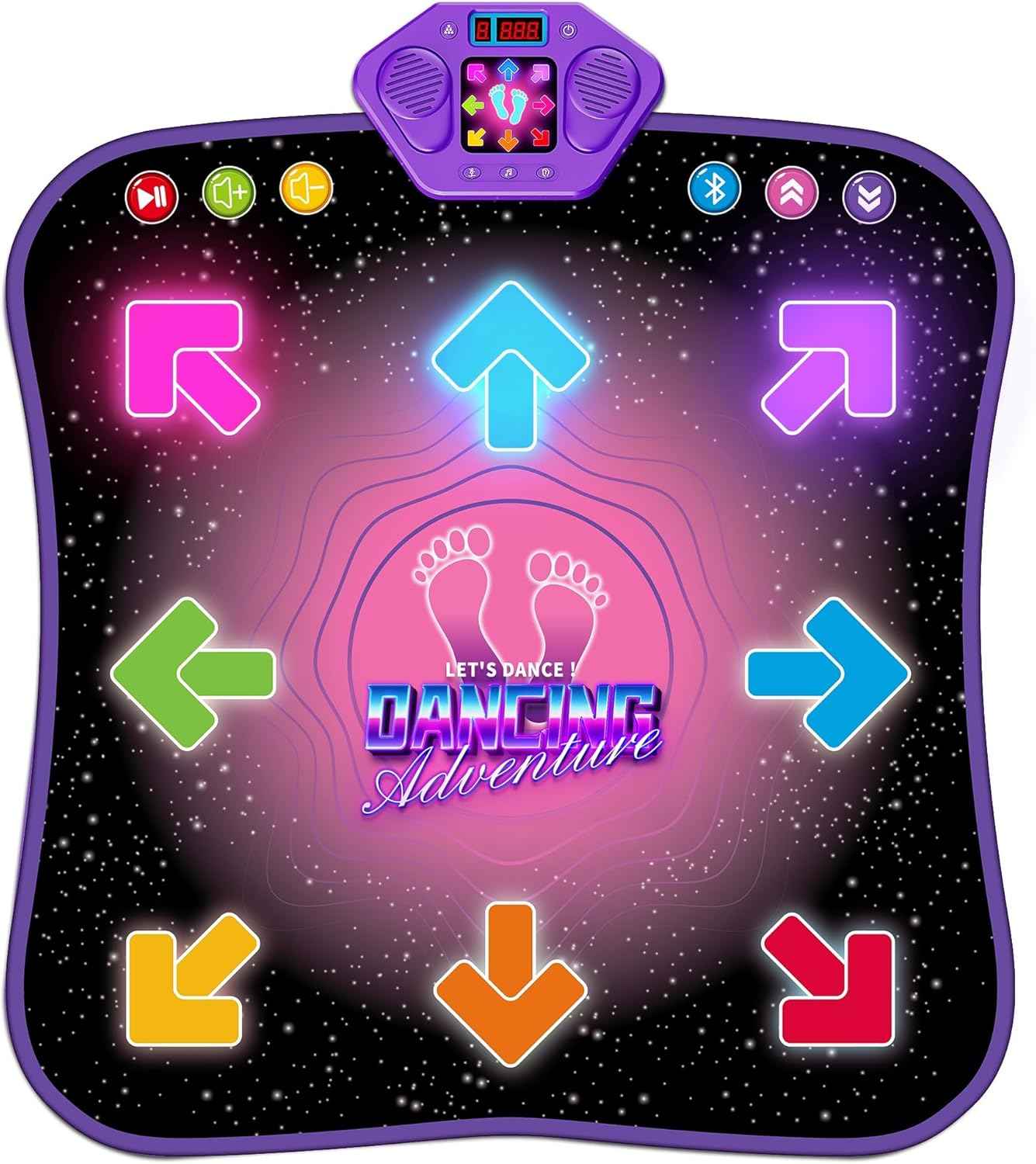 Flooyes Dance Mat Toys for 3-12 Year Old Kids, Electronic Dance Pad with Light-up 6-Button Wireless Bluetooth, Music Dance with 5 Game Modes, Birthday Toys Gifts for 3 4 5 6 7 8 9 10+ Year Old Girls