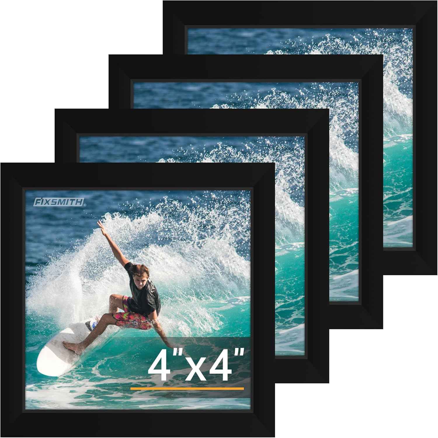 FIXSMITH 8x10 Picture Frame Set of 2, Photo Frame with HD Plexiglass, Display Pictures 5x7 with Mat or 8x10 Without Mat Multi Picture Frames Collage for Tabletop or Wall Display, Black