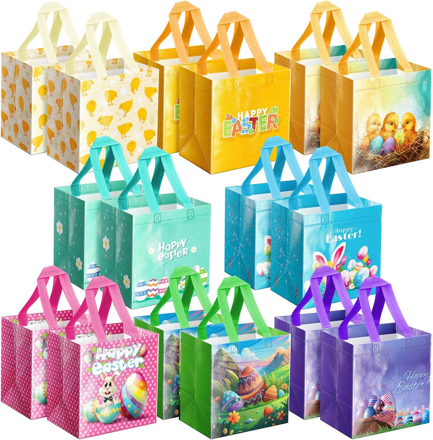 ysmile non-woven easter gift bags for kids reusable treat bags 8 pack small egg hunt basket