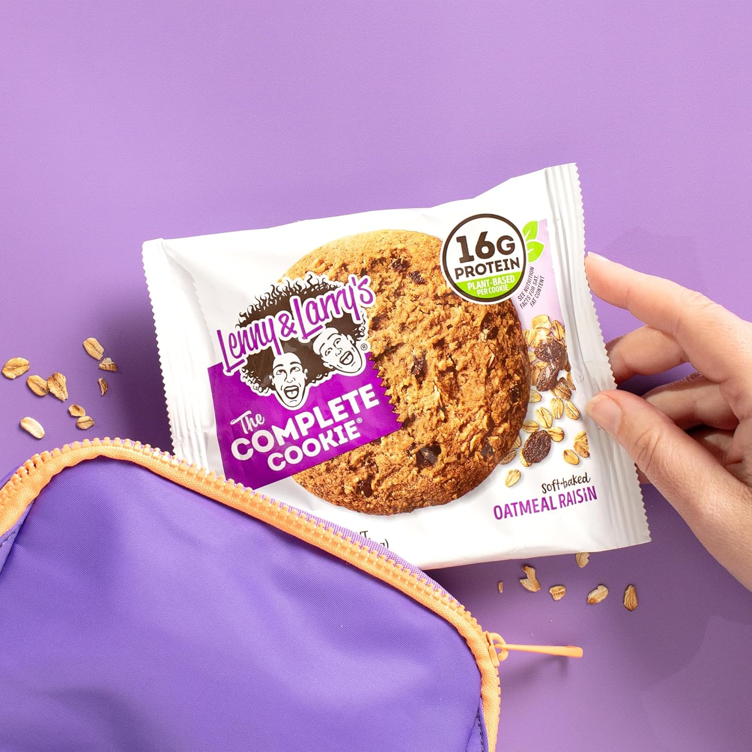 Lenny & Larry's Complete Protein Oatmeal Raisin Cookies, 16g Plant Protein, Vegan, Non-GMO, High Fiber, 4 Ounce, Pack of 12