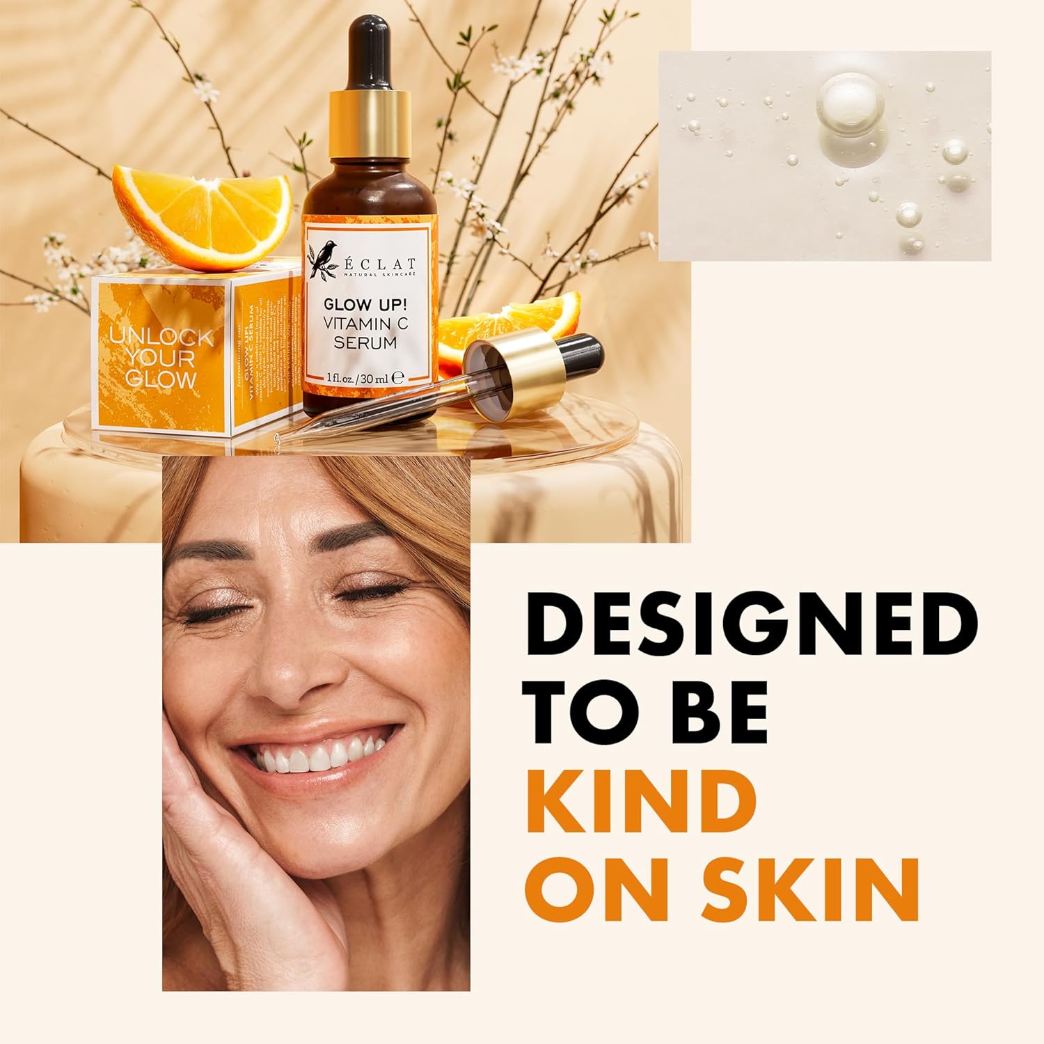 eclat skincare vitamin c serum 1 fl oz face care with hyaluronic acid and ferulic acid