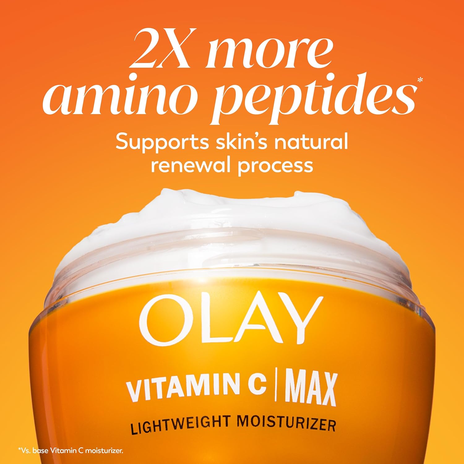 olay vitamin c max face moisturizer for women, hydrating and brightening cream with niacinamide, peptides, 1.7 oz