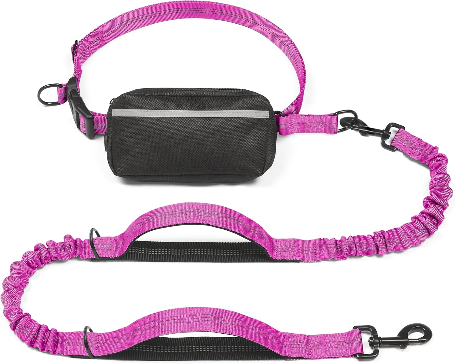 iYoShop hands-free dog leash with zipper pouch and dual padded handles for medium and large dogs (large, 25-120 lbs, black)