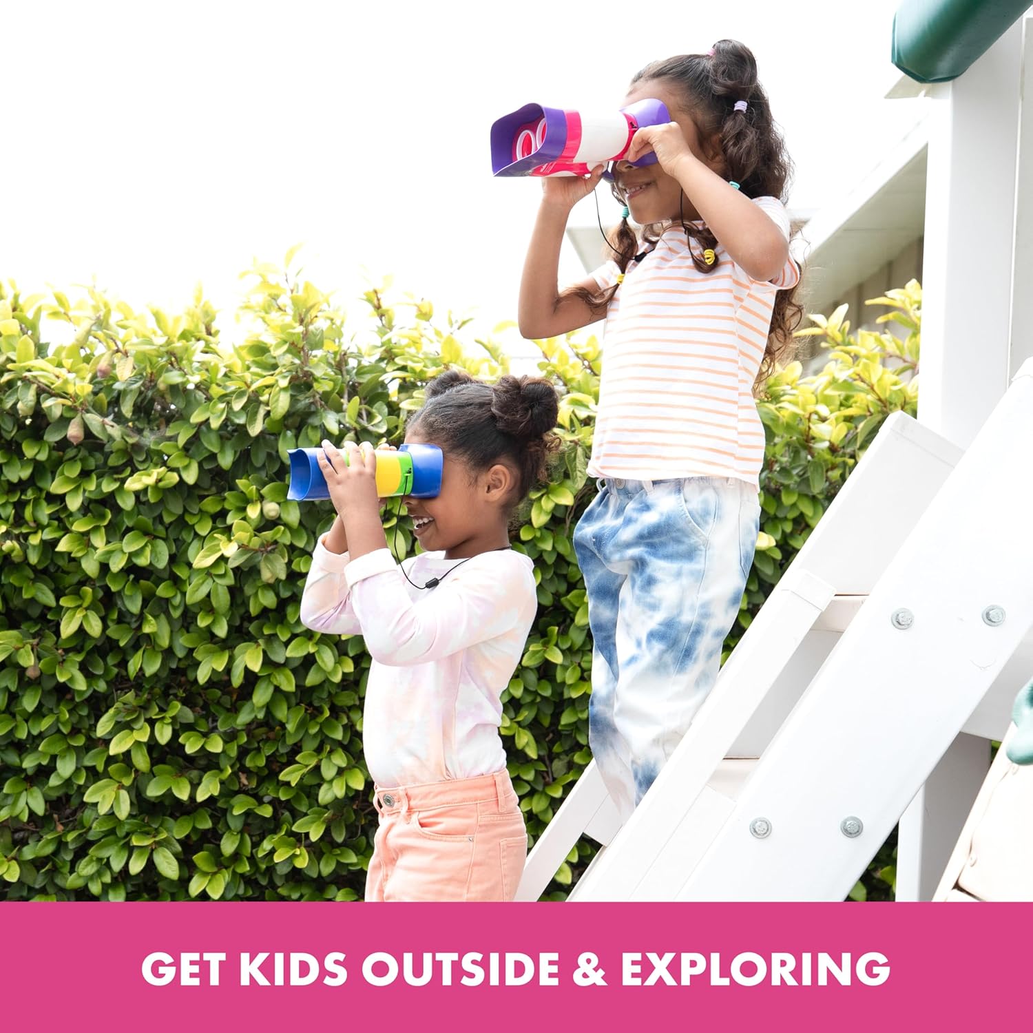 Educational Insights GeoSafari Kidnoculars Pink - Toy Binoculars for Kids, Outdoor Toys for Kids Ages 4-8, Toddler Camping and Nature Toys, Lightweight Binoculars with Neck Strap, Bird Watching Gear